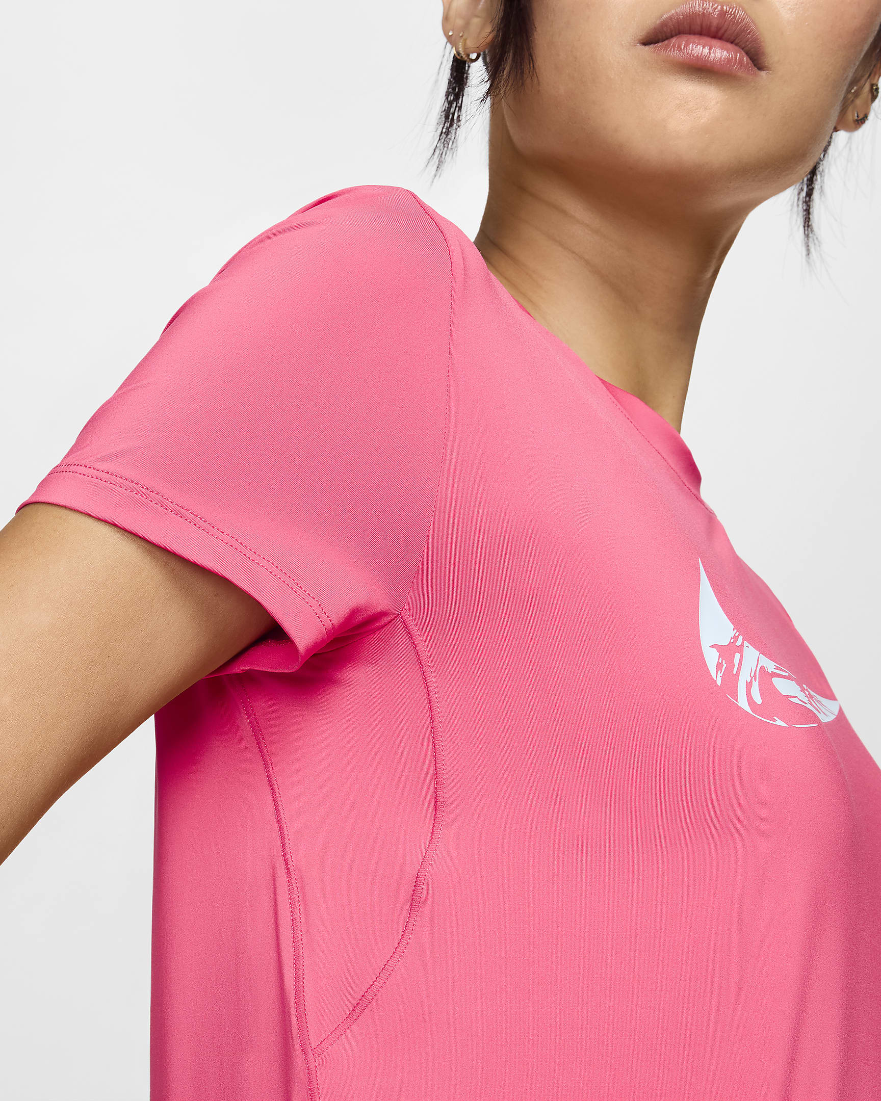 Nike One Women's Dri-FIT Short-Sleeve Graphic Running Top - Aster Pink/Glacier Blue