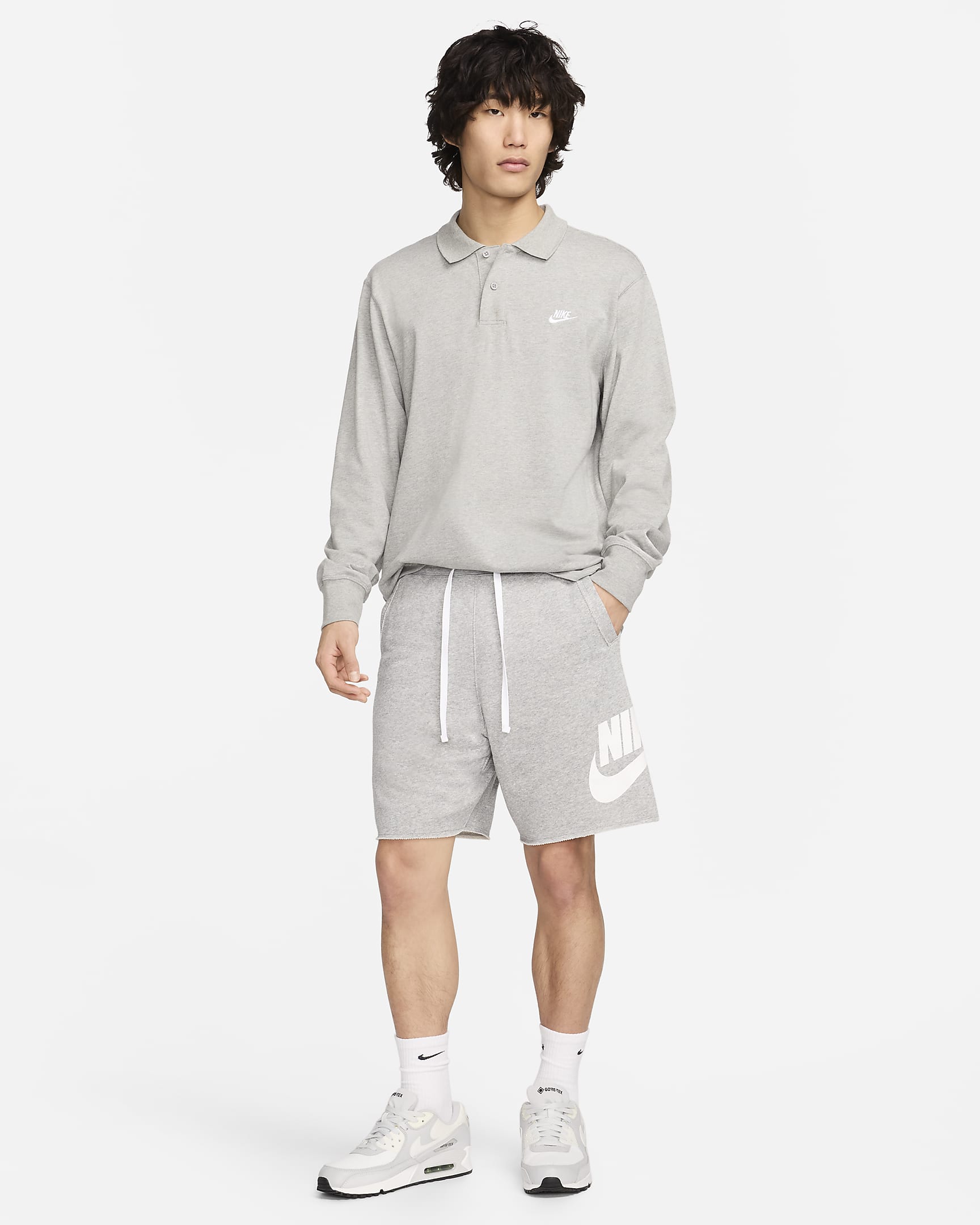 Nike Club Alumni Men's French Terry Shorts - Dark Grey Heather/White/White