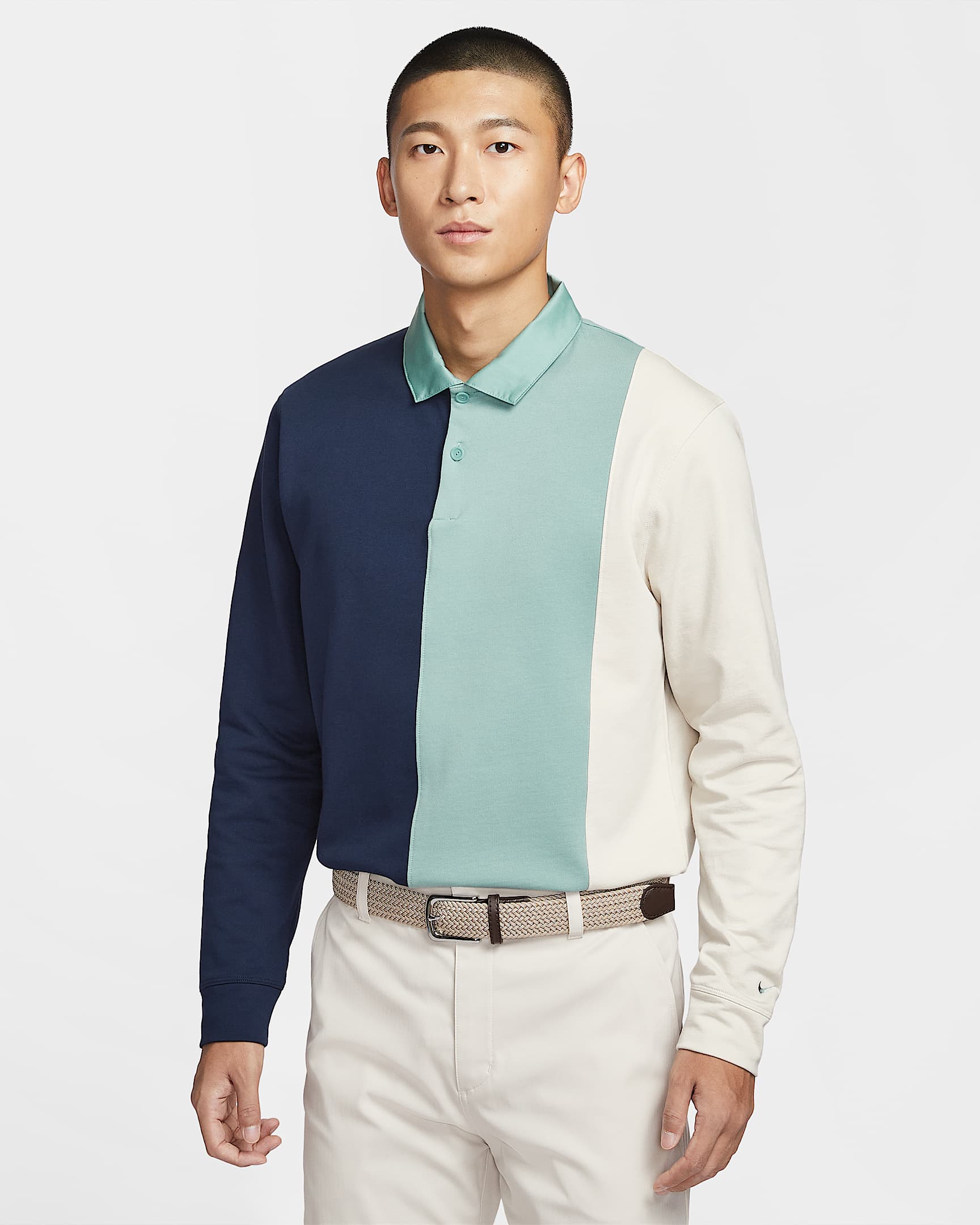 Nike Velocity Men's Long-Sleeve Golf Polo - Obsidian/Cannon/Light Orewood Brown/Cannon
