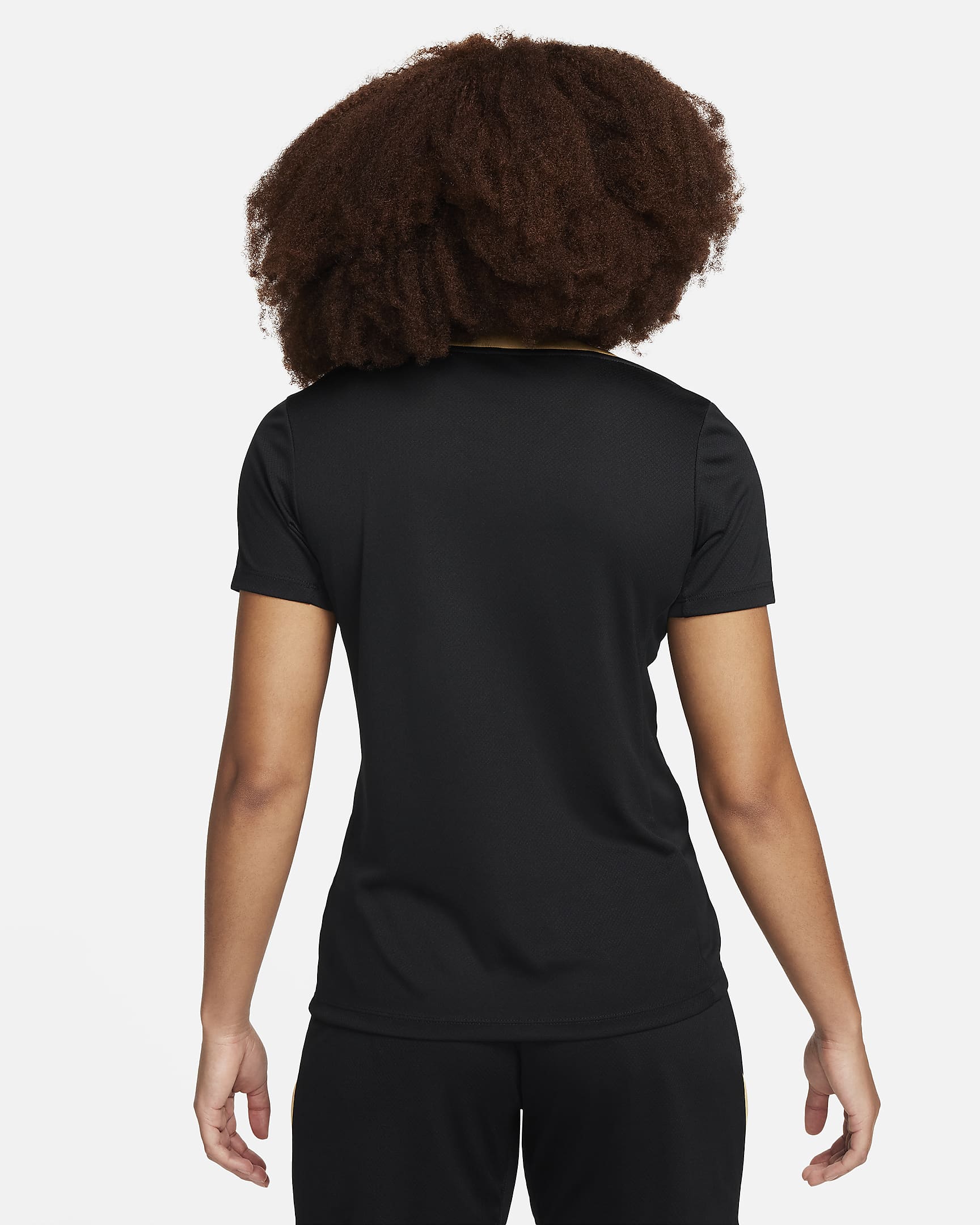 Nike Strike Dri-FIT Kurzarm-Fußballoberteil für Damen - Schwarz/Jersey Gold/Metallic Gold