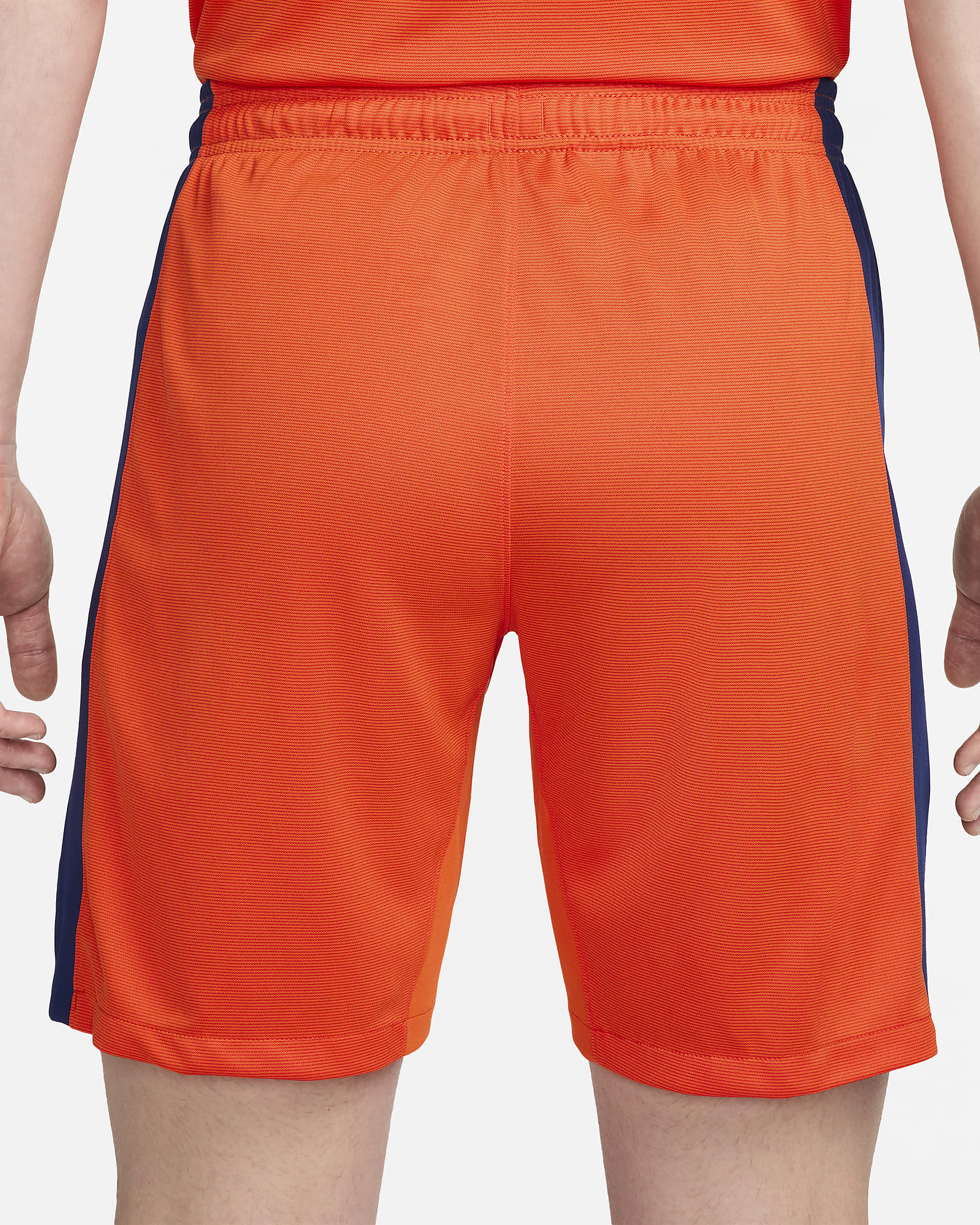 Nederland 2024 Stadium Thuis Nike Dri-FIT replica voetbalshorts voor heren - Safety Orange/Blue Void/Copa/Blue Void