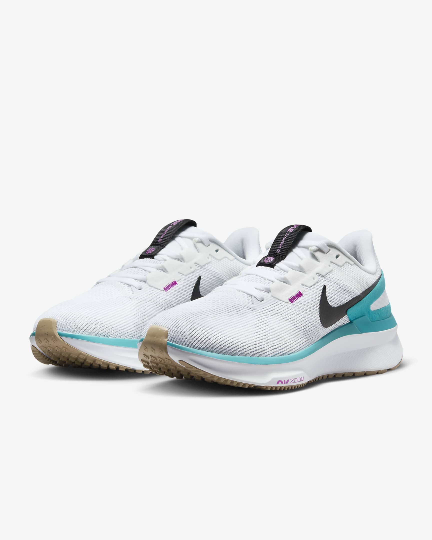 Tenis de correr en pavimento para mujer Nike Structure 25 - Blanco/Platino puro/Cactus empolvado/Negro