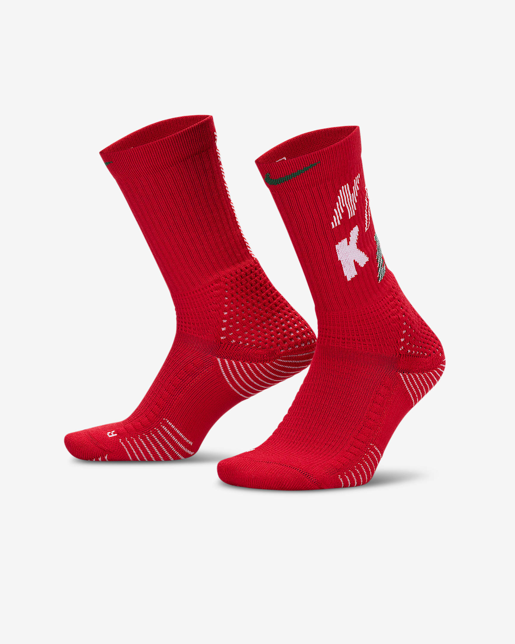 Nike Elite Cushioned Crew Socks - Gym Red/University Red/White/Gorge Green