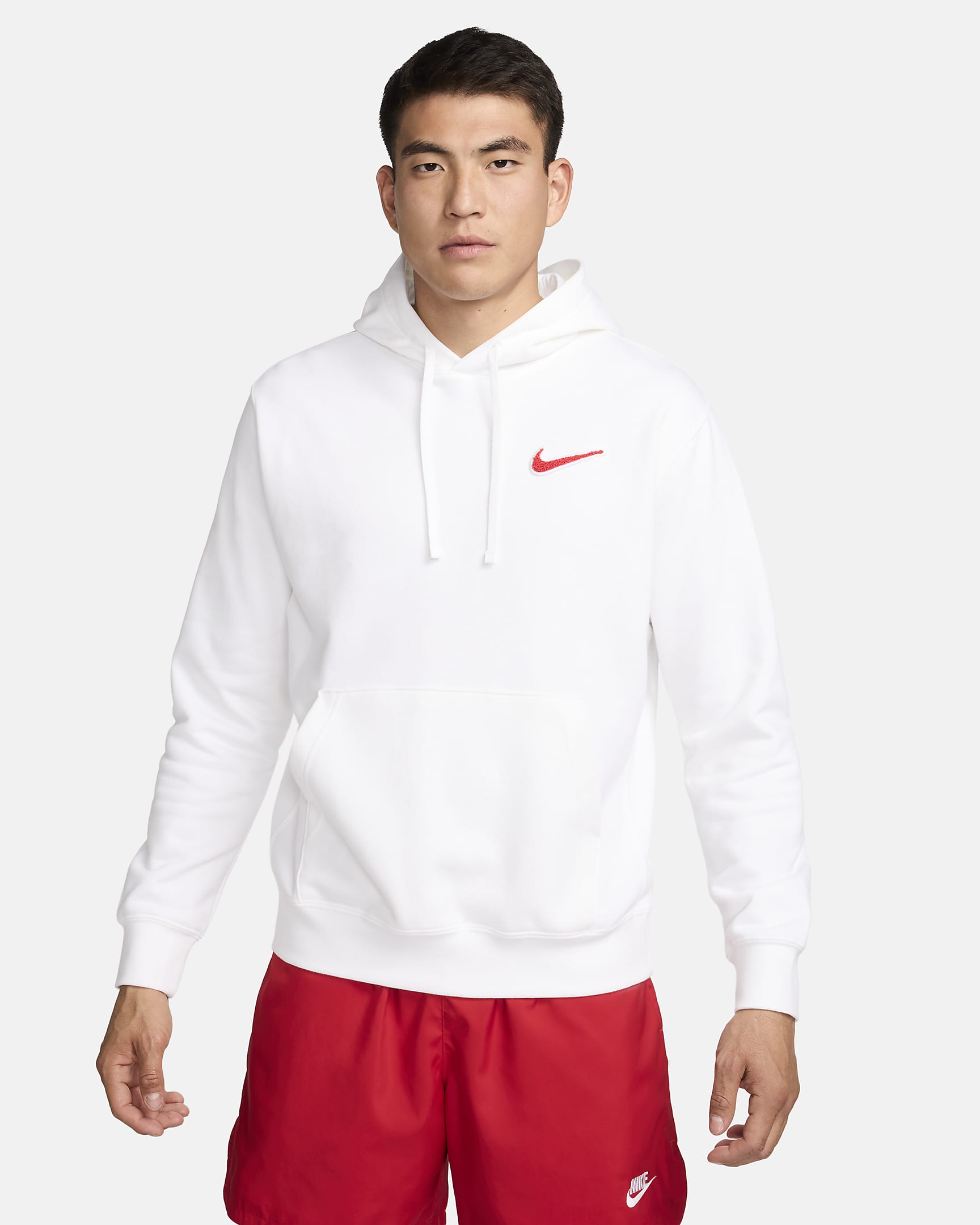 Nike Sportswear Men's Pullover Hoodie - White/University Red