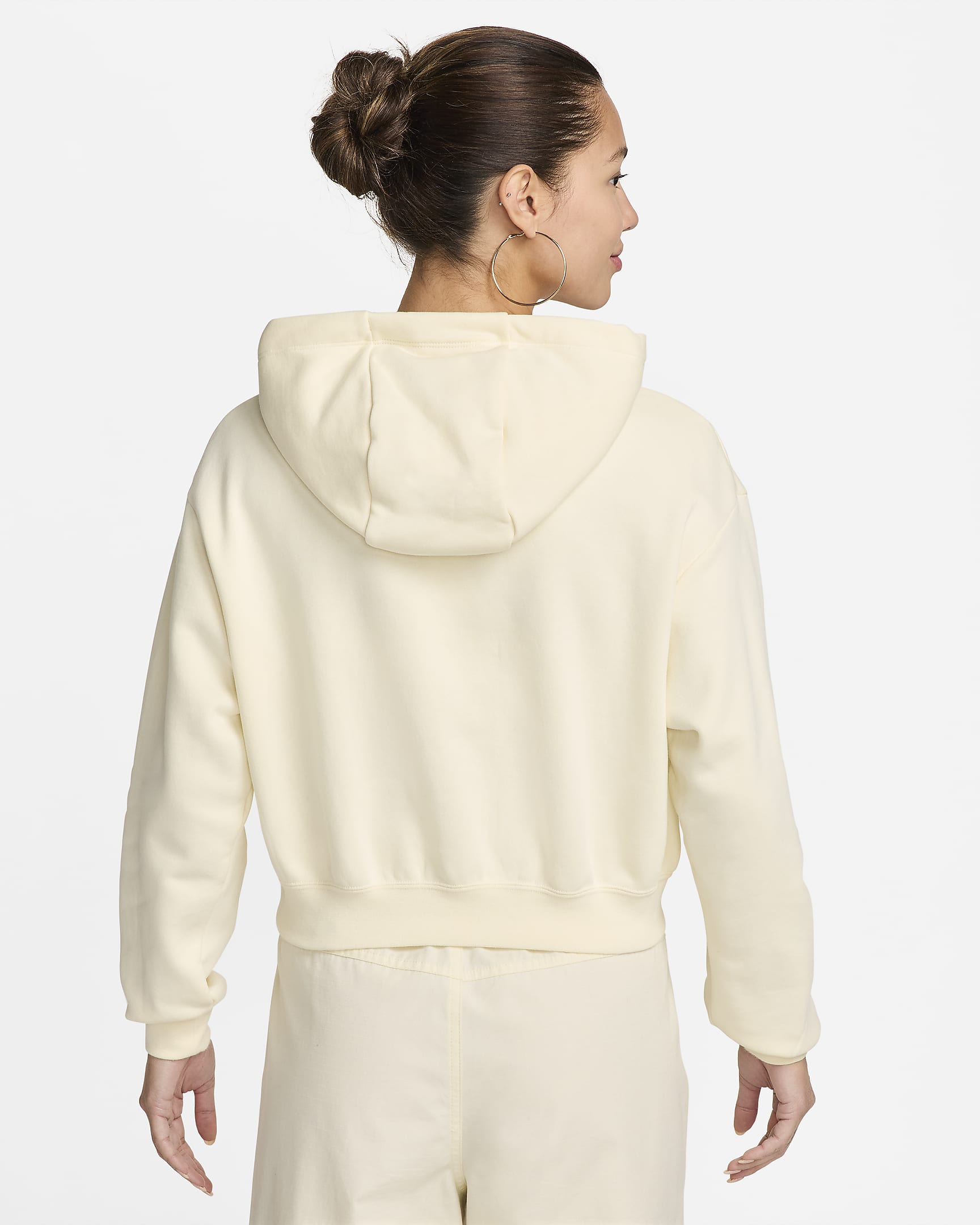 Nike Sportswear Club Fleece Women's Oversized Crop Graphic Hoodie - Coconut Milk/Black