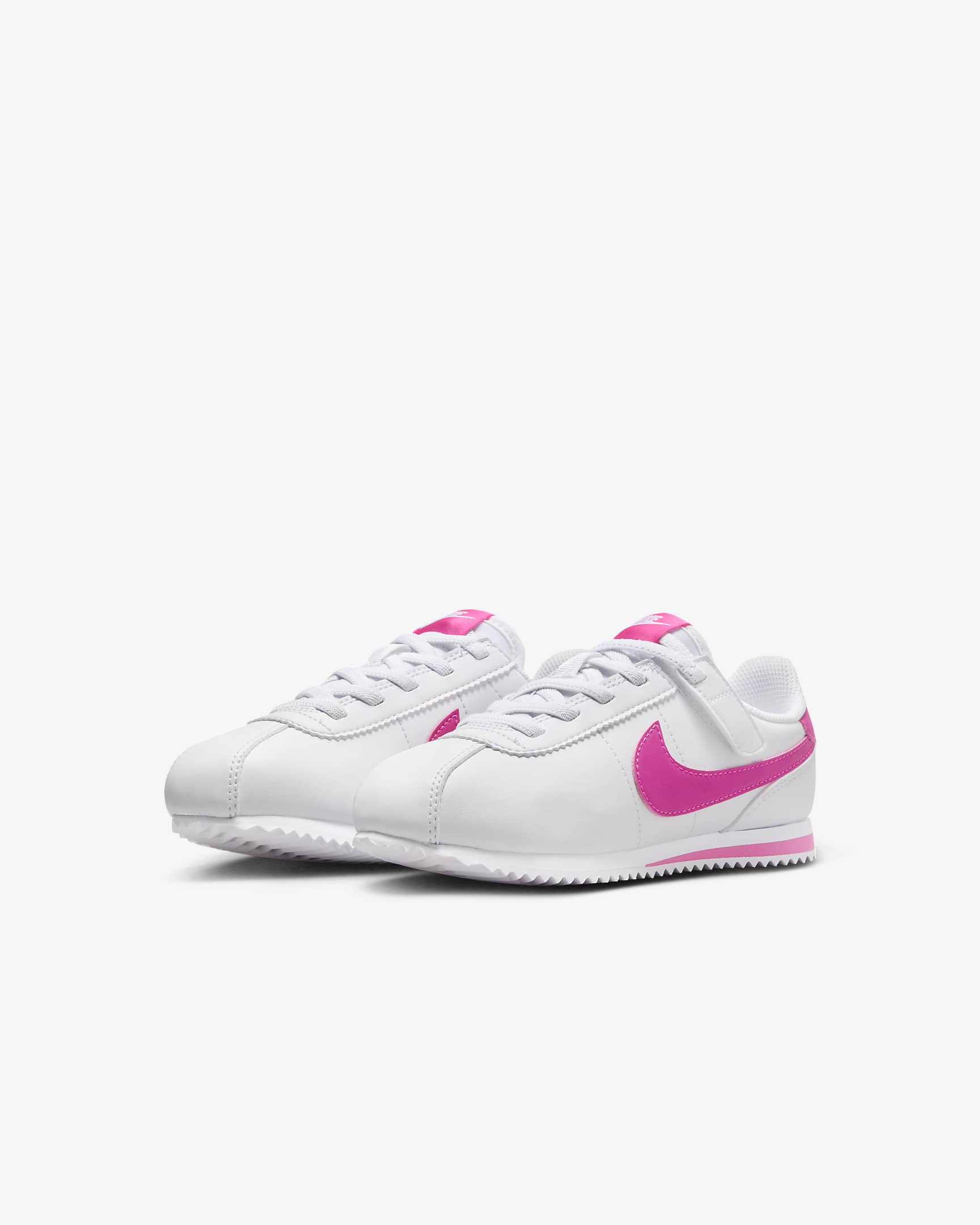 Tenis para niños de preescolar Nike Cortez EasyOn - Blanco/Fucsia láser