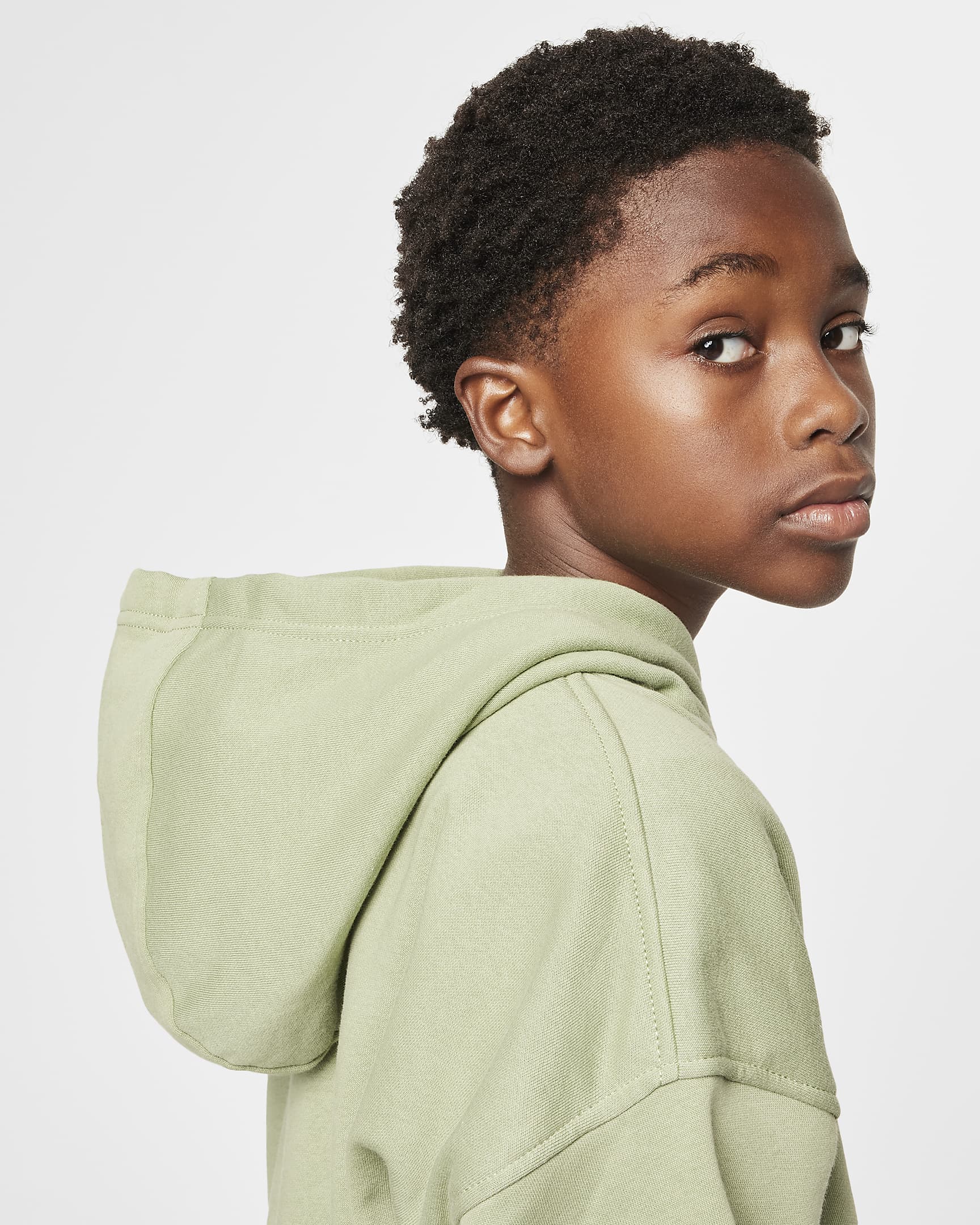 Nike Sportswear Club Fleece Big Kids' Oversized Pullover Hoodie - Oil Green/White