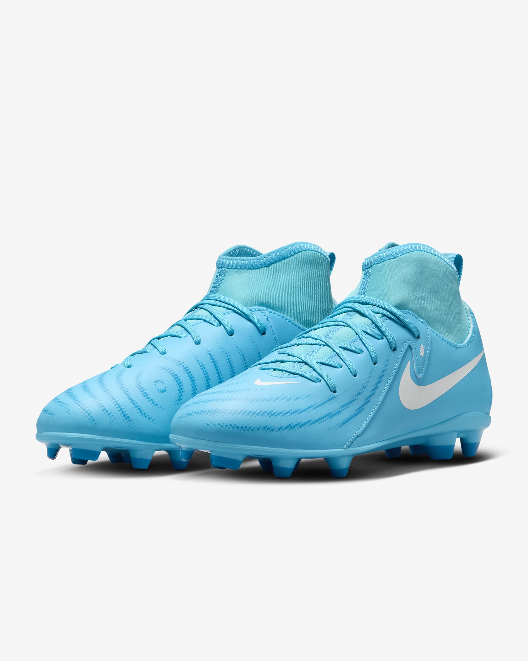 รองเท้าสตั๊ดฟุตบอลหุ้มข้อสูงเด็กเล็ก/เด็กโต MG Nike Jr. Phantom Luna 2 Club - Blue Fury/ขาว