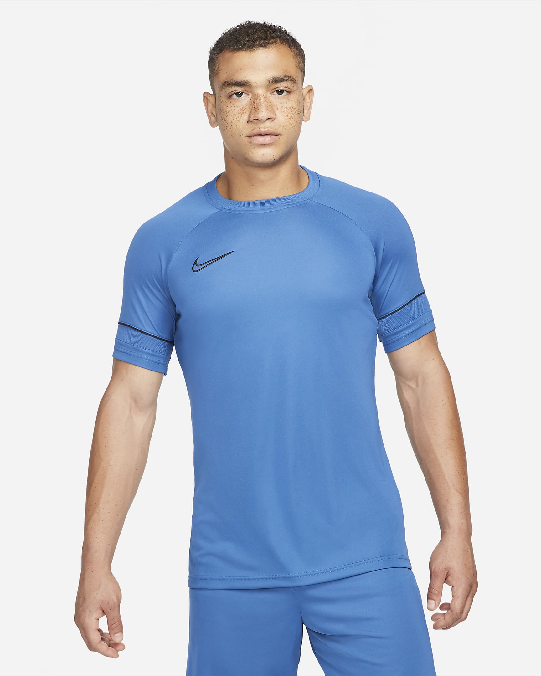 Playera de fútbol de manga corta para hombre Nike Dri-FIT Academy - Azul puerto deportivo oscuro/Negro/Azul puerto deportivo oscuro/Negro