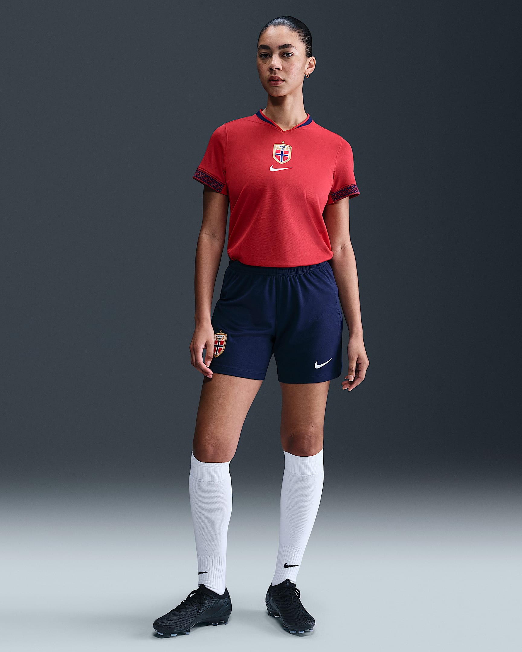 Noorwegen 2025/26 Stadium Thuis Nike Dri-FIT replicavoetbalshorts voor dames - Blue Void/Wit