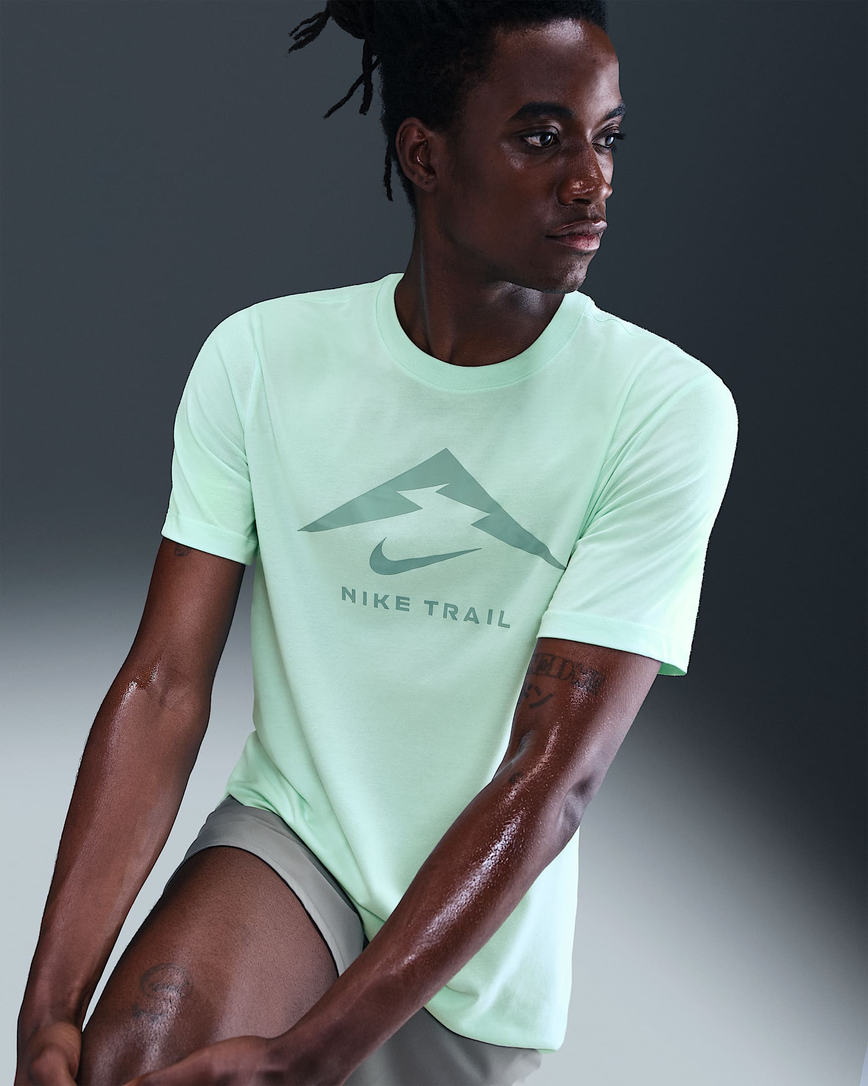 Nike Dri-FIT Men's Trail Running T-Shirt - Mint Foam/Cannon