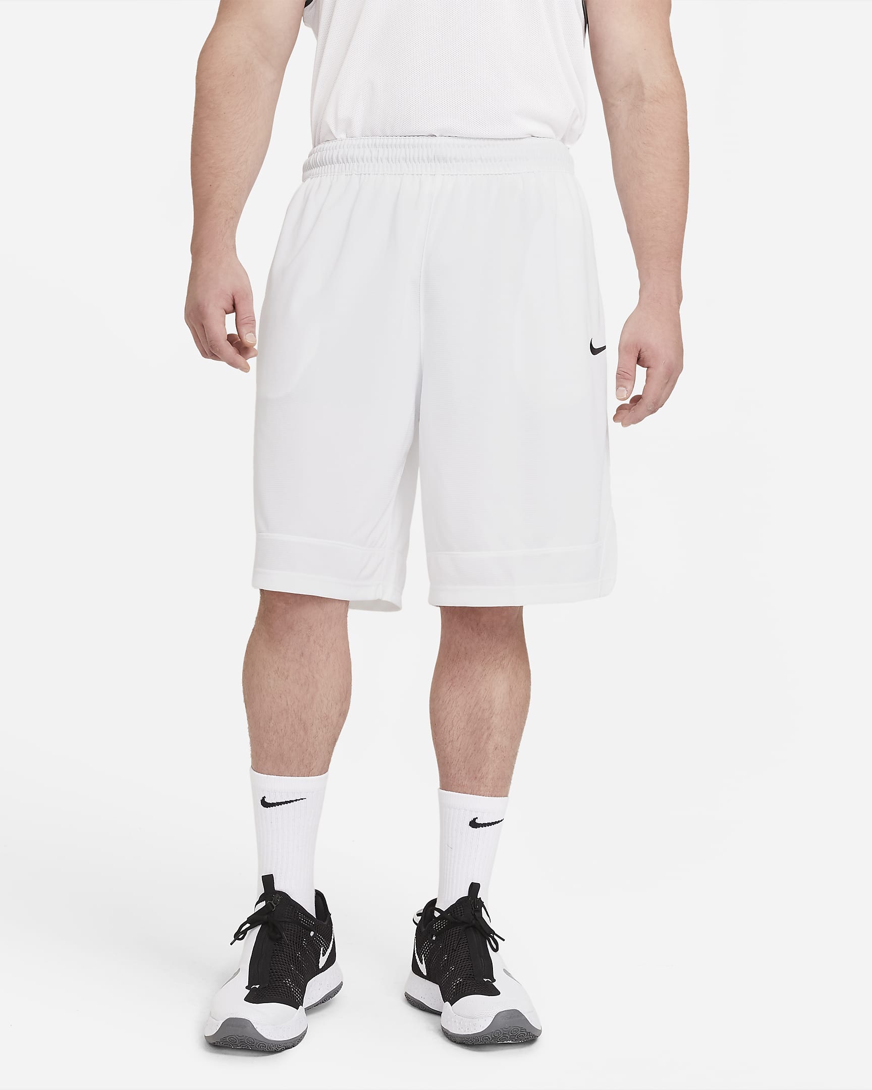 Shorts de básquetbol para hombre Nike Dri-FIT Icon - Blanco/Blanco/Negro