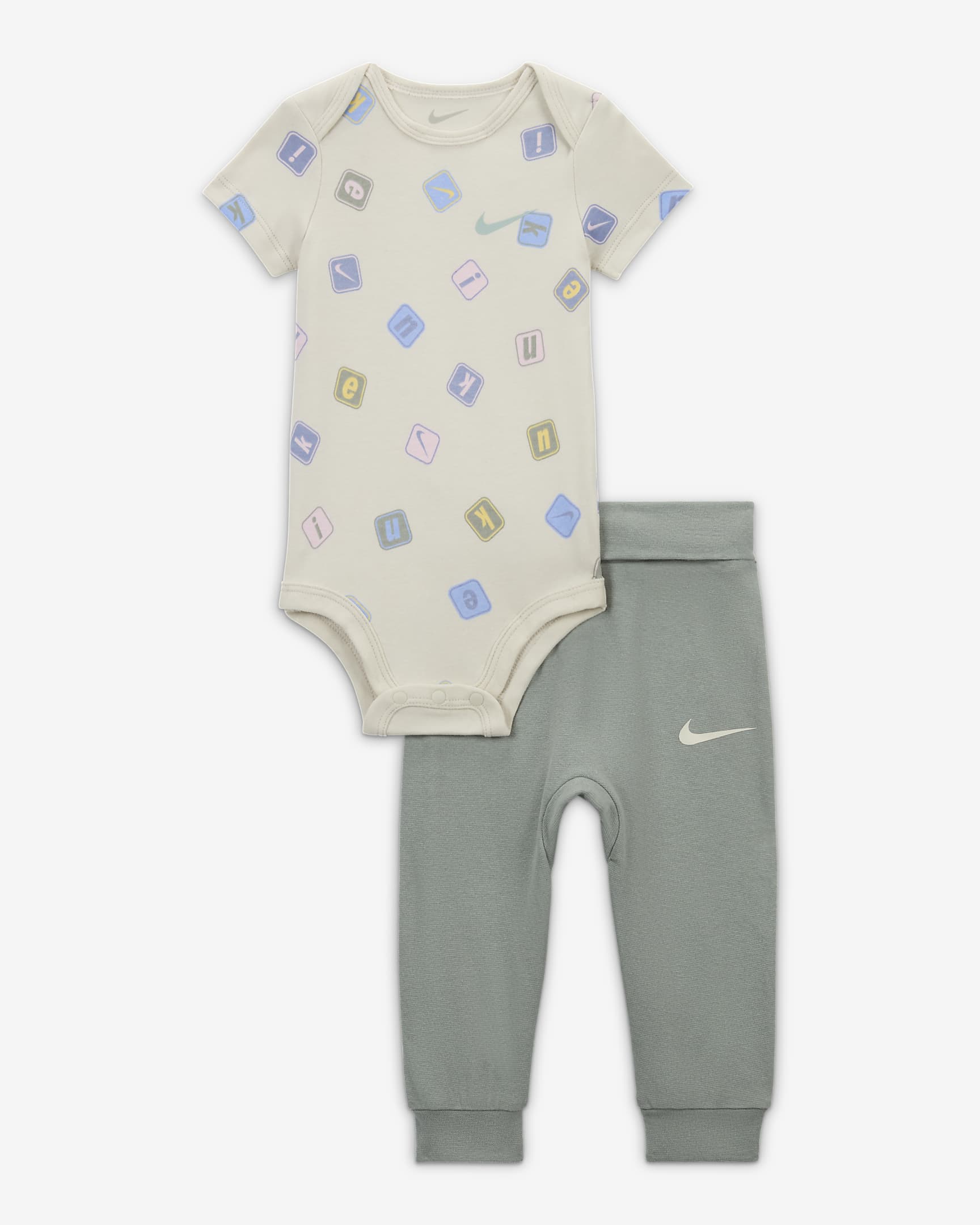 Conjunto de dos piezas de body estampado para bebé (0 a 9 meses) Nike - Verde mica