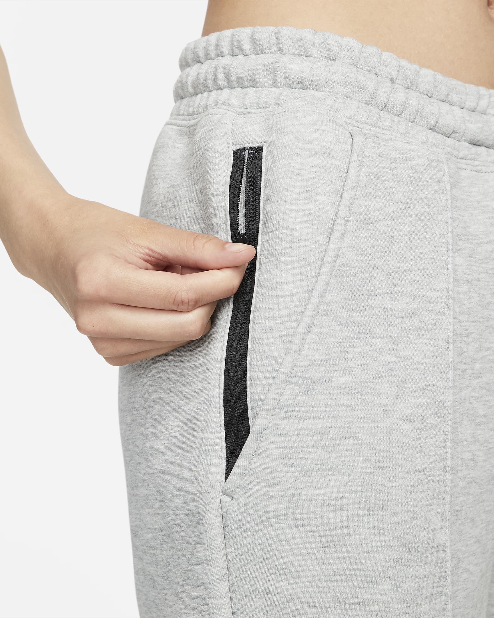 Nike Sportswear Tech Fleece Jogginghose mit mittelhohem Bund für Damen - Dark Grey Heather/Schwarz