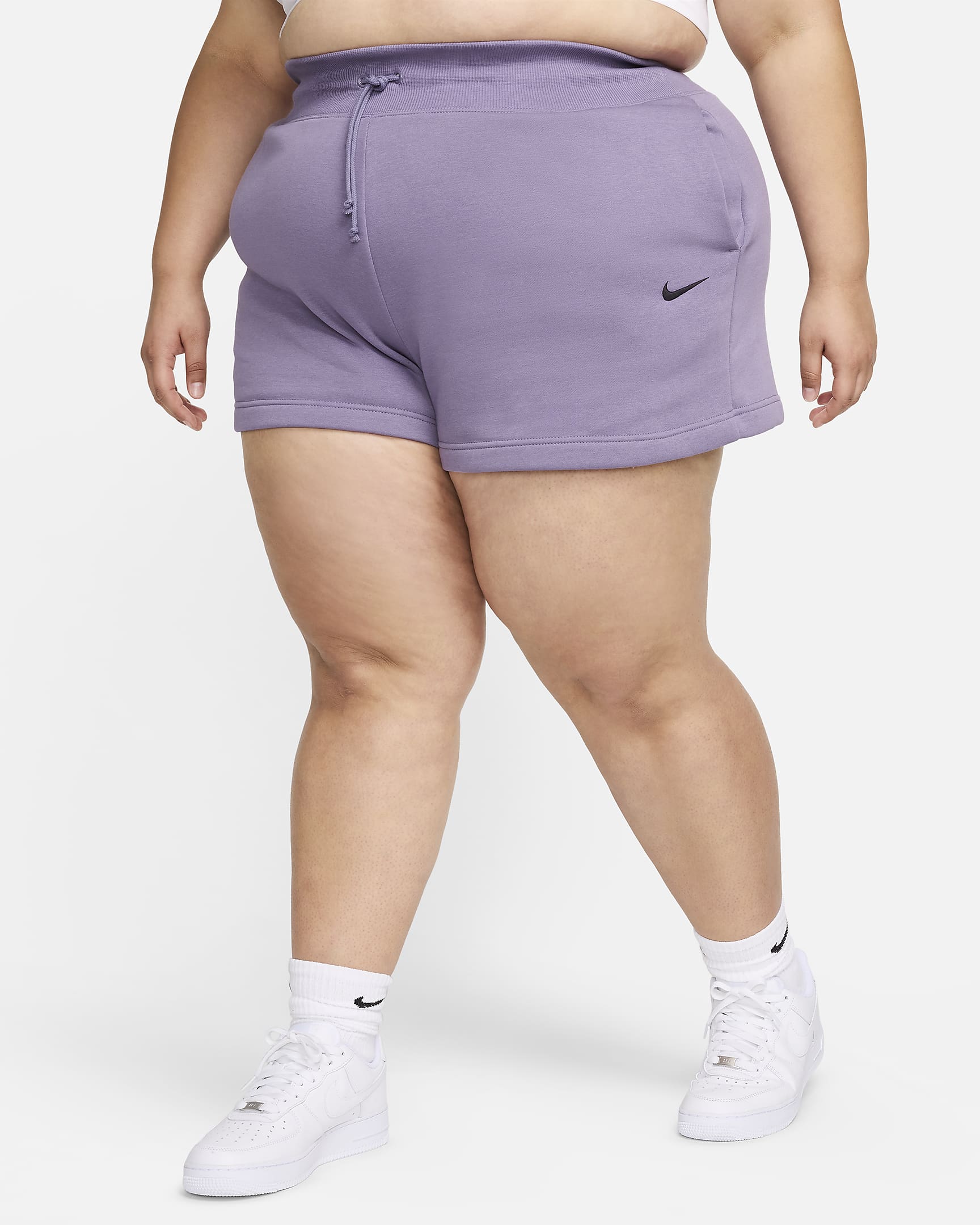 Nike Sportswear Phoenix Fleece Women's High-Waisted Loose Shorts (Plus Size) - Daybreak/Black