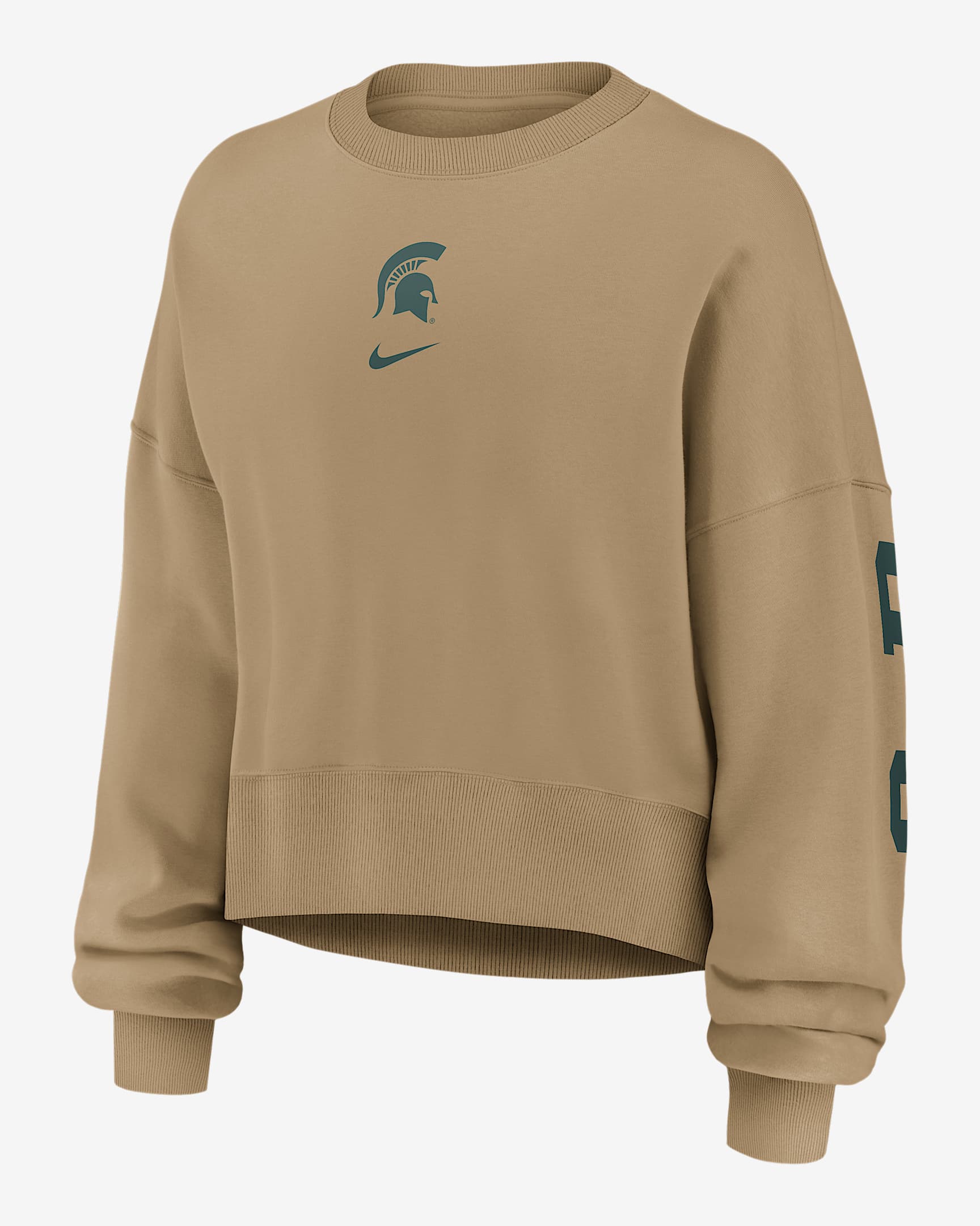 Michigan State Phoenix 2-Hit Women's Nike College Pullover Crew - Parachute Beige