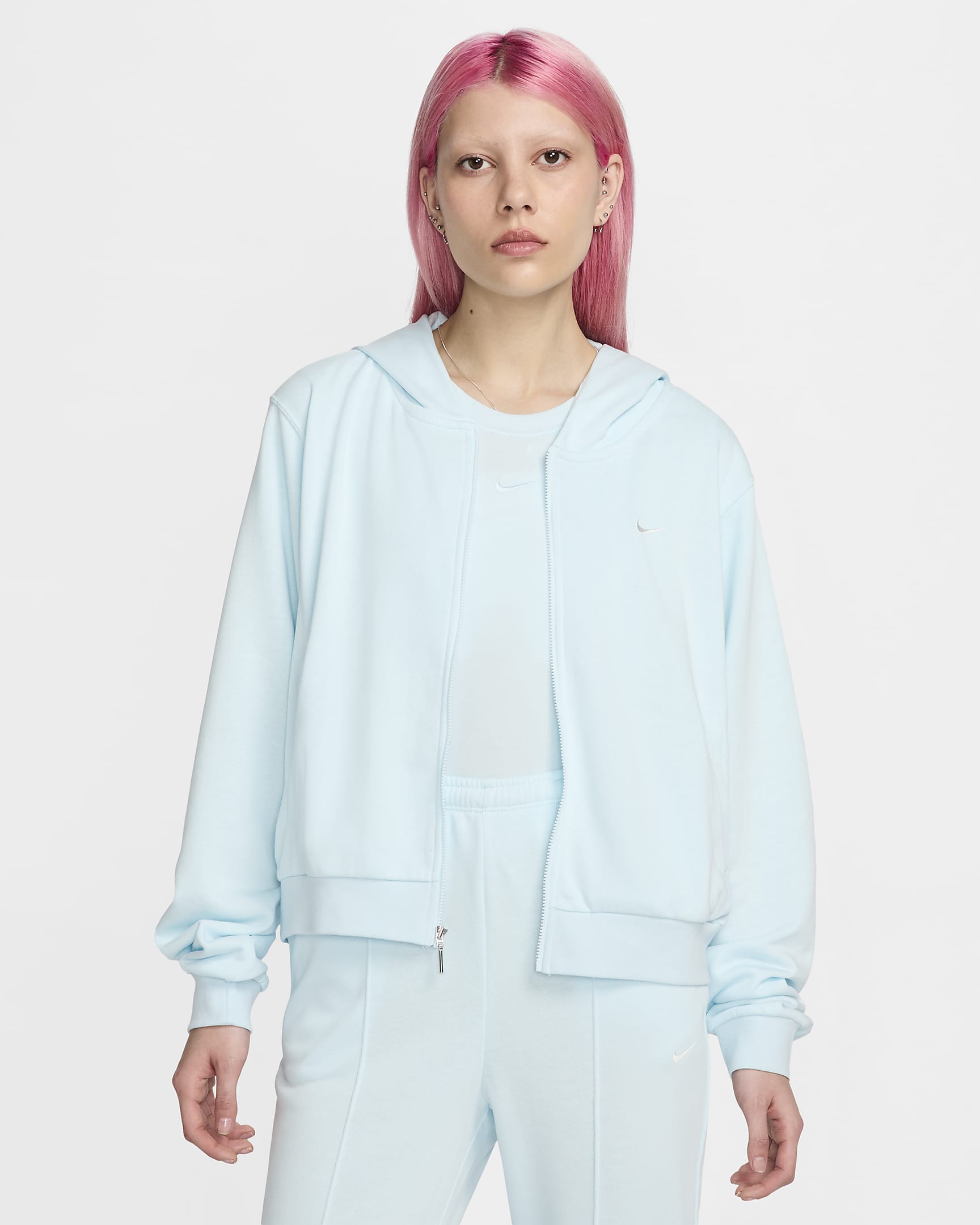 Nike Sportswear Chill Terry Women's Loose Full-Zip French Terry Hoodie - Glacier Blue/Sail