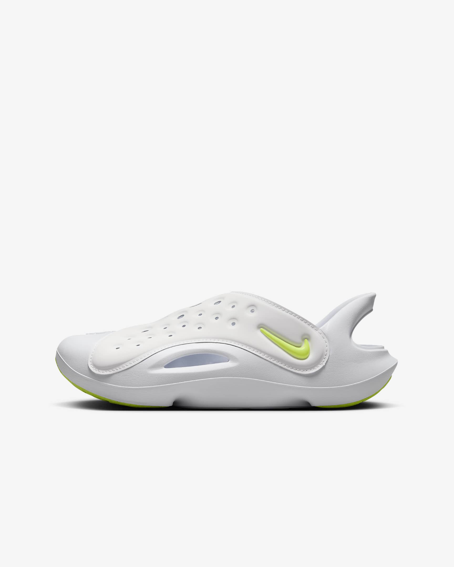 Sandalias para niños grandes Nike Aqua Swoosh - Blanco/Platino puro/Volt