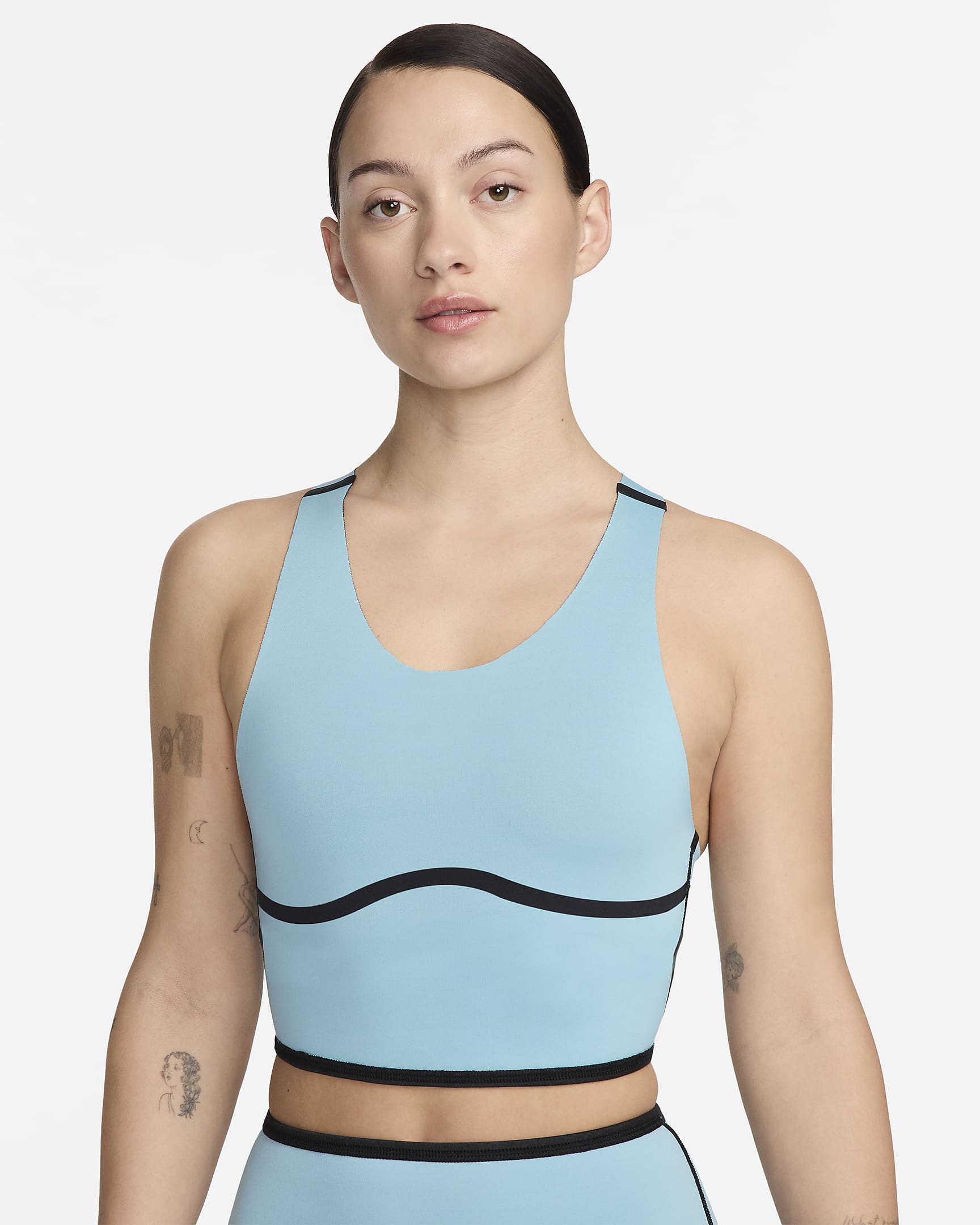 Top de midkini reversible para mujer Nike Swim Fusion - Negro