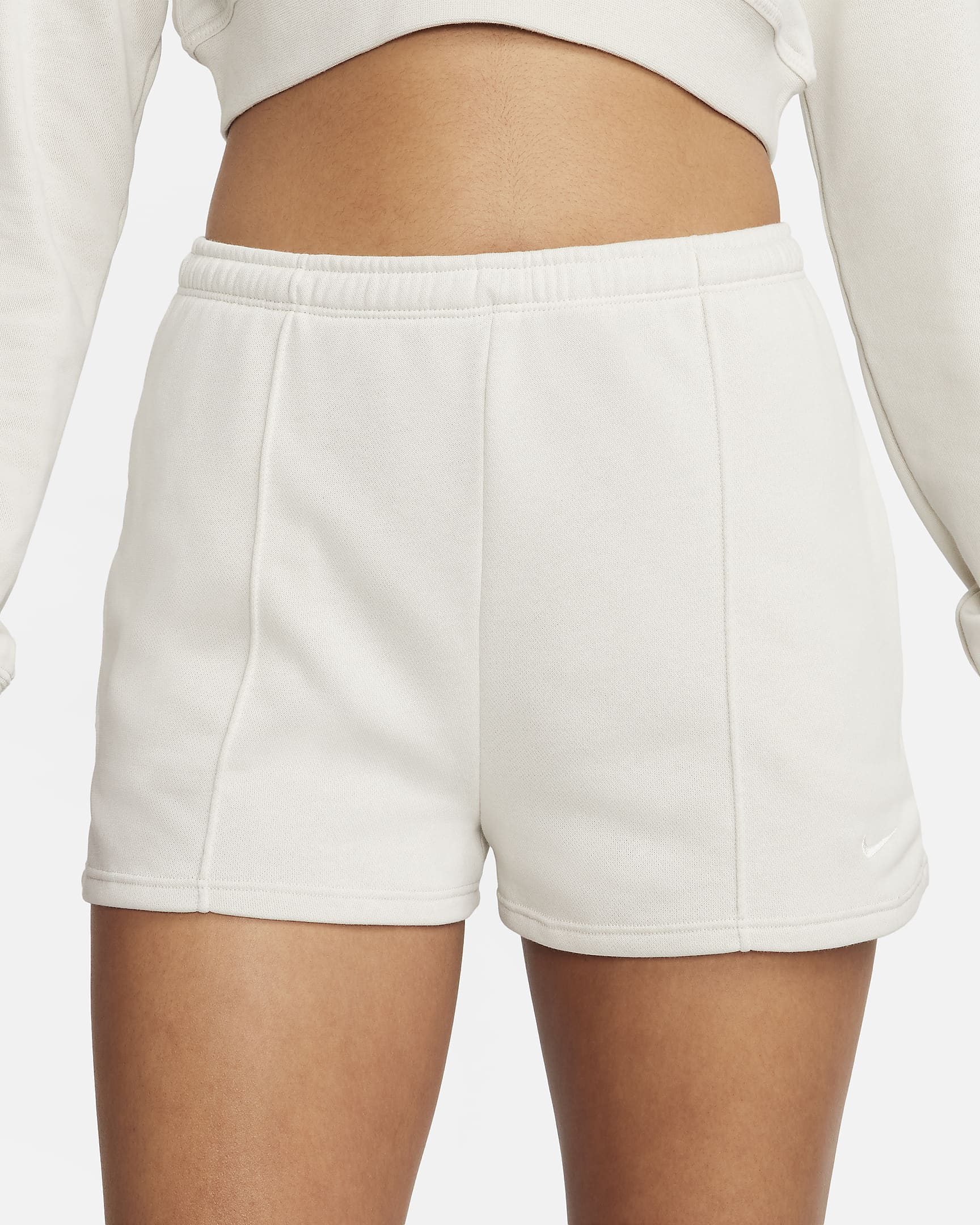 Nike Sportswear Chill Terry Women's High-Waisted Slim 5cm (approx.) French Terry Shorts - Light Orewood Brown/Sail