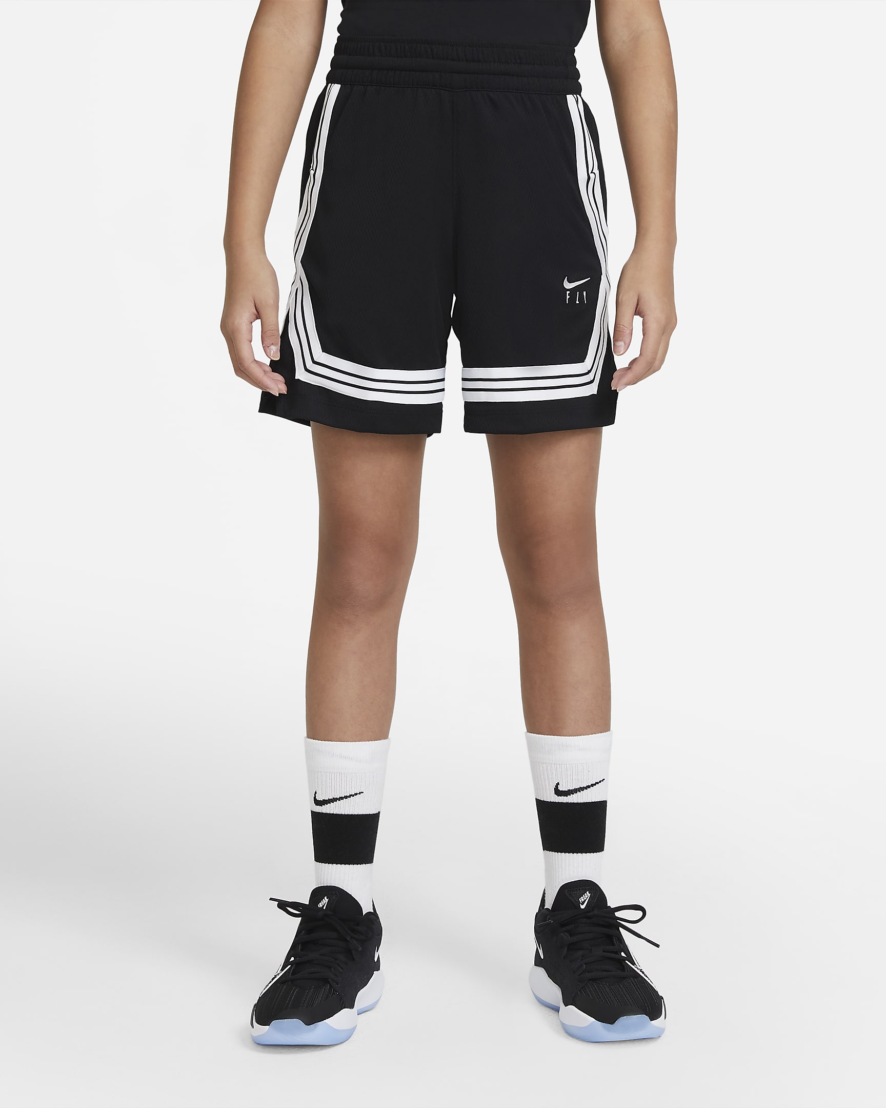 Nike Fly Crossover Big Kids' (Girls') Basketball Shorts - Black/White/White