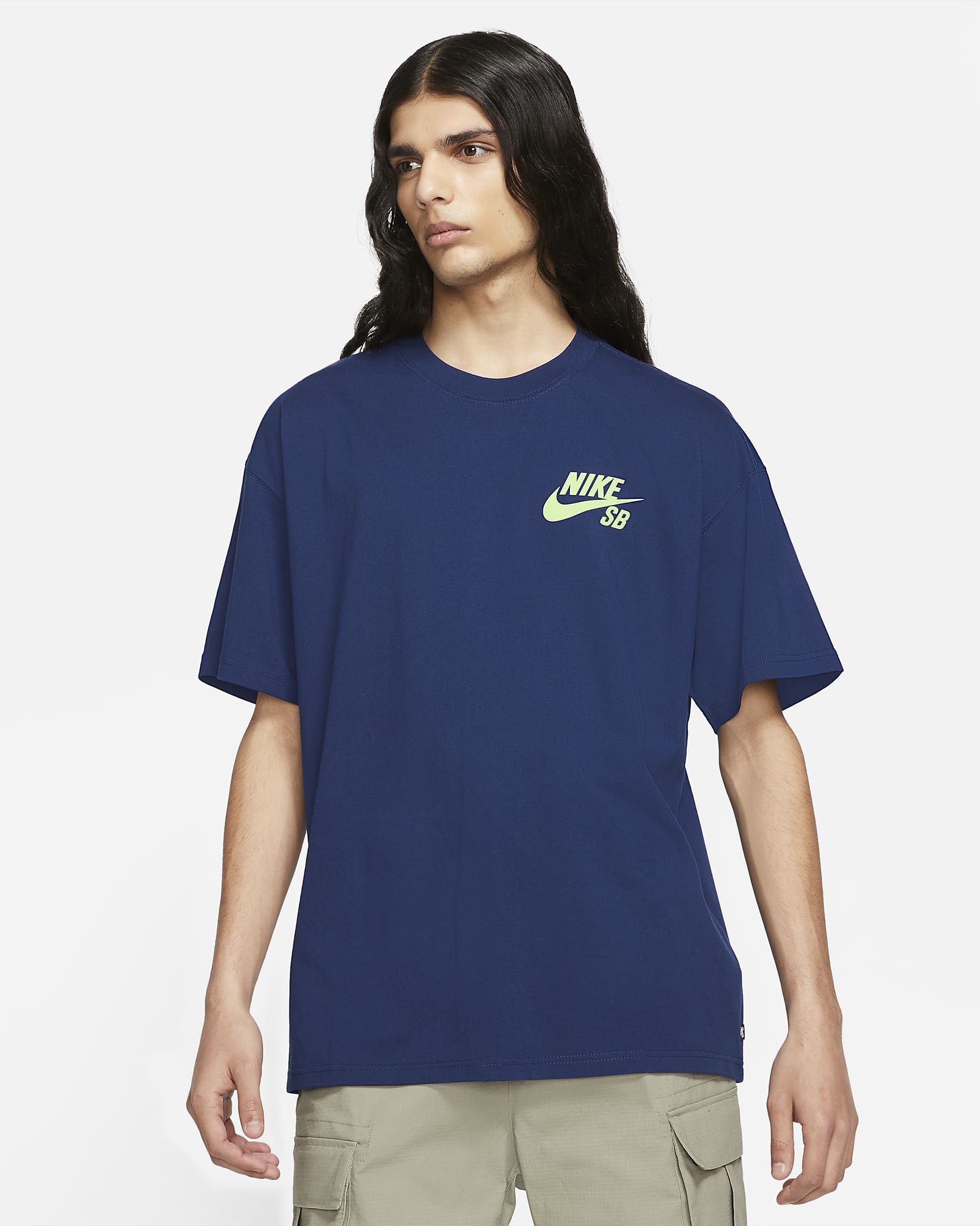 ナイキ SB ロゴ スケートボード Tシャツ - ブルーボイド/エレクトリックグリーン