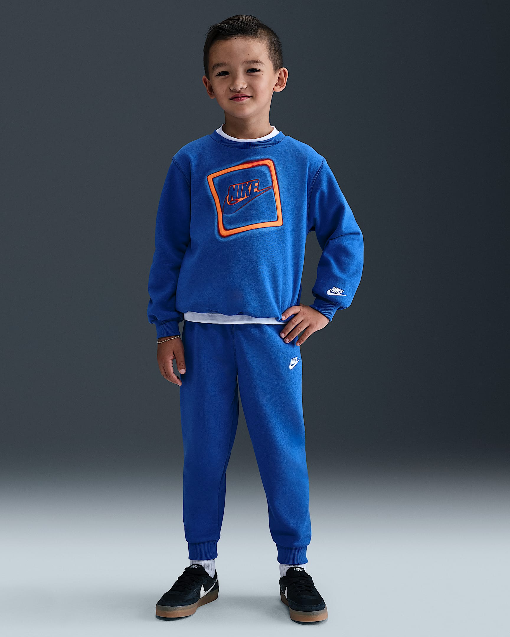 Nike Glow With Me Little Kids' Lightweight Fleece 2-Piece Crew Set - Game Royal