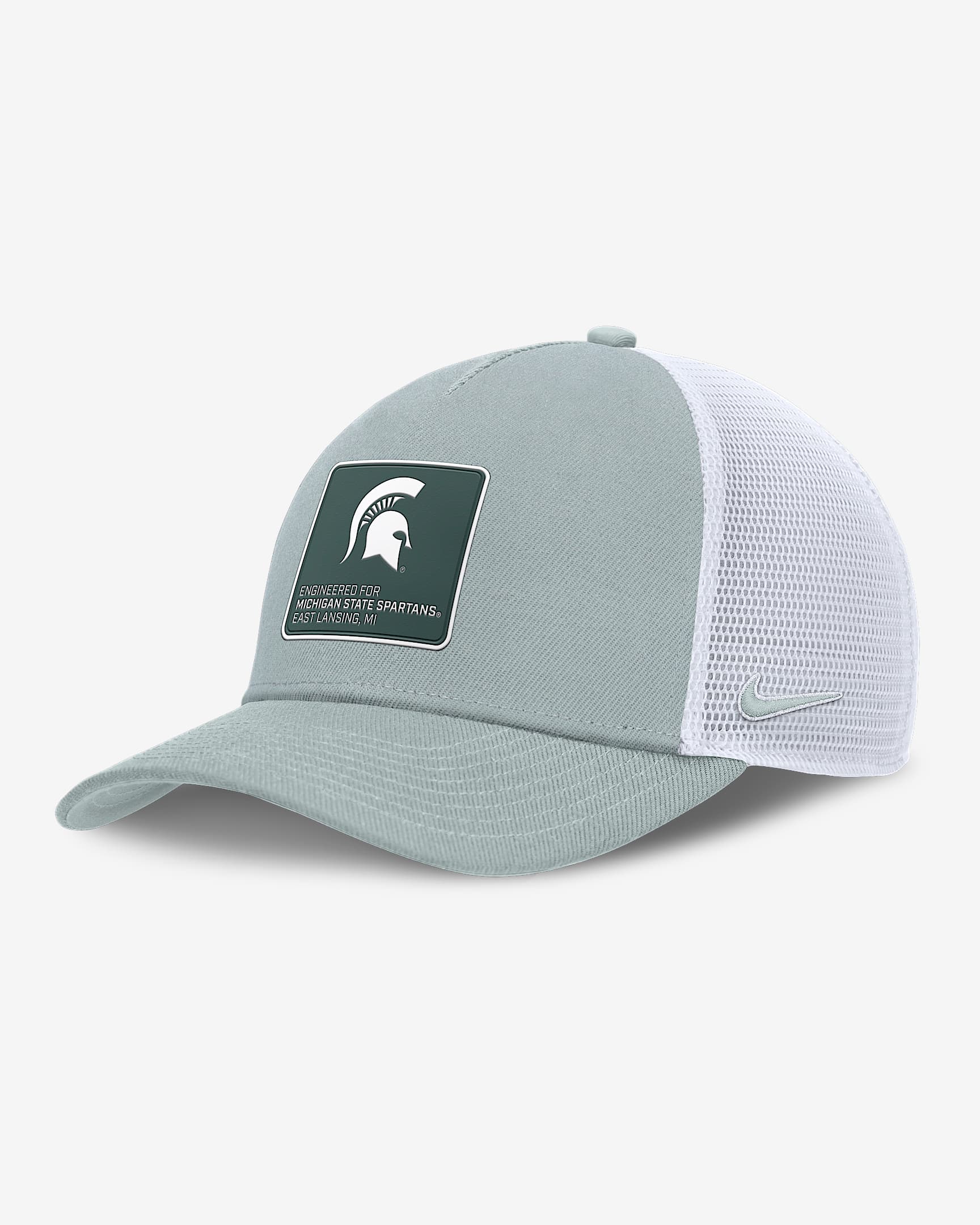Michigan State On-Field Rise Engineered Men's Nike College Trucker Adjustable Hat - Silver