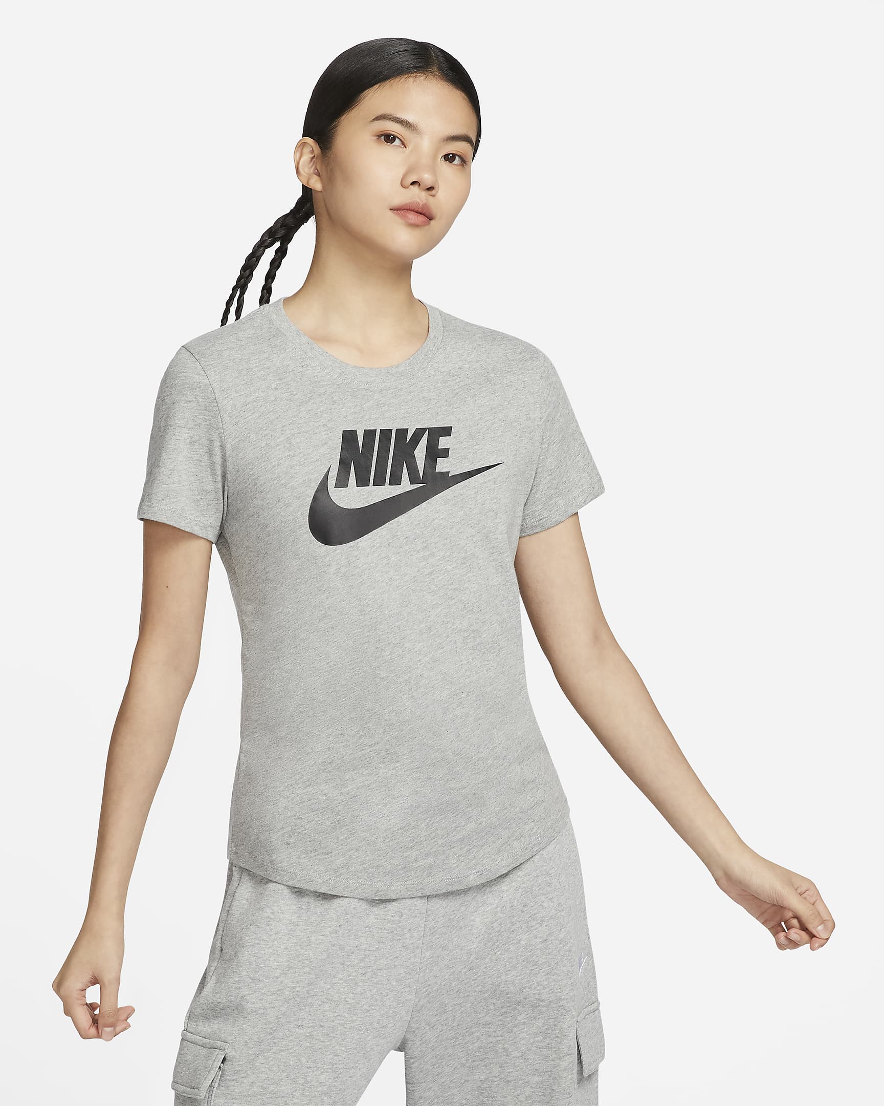 Nike Sportswear Essentials Women's Logo T-Shirt - Dark Grey Heather/Black