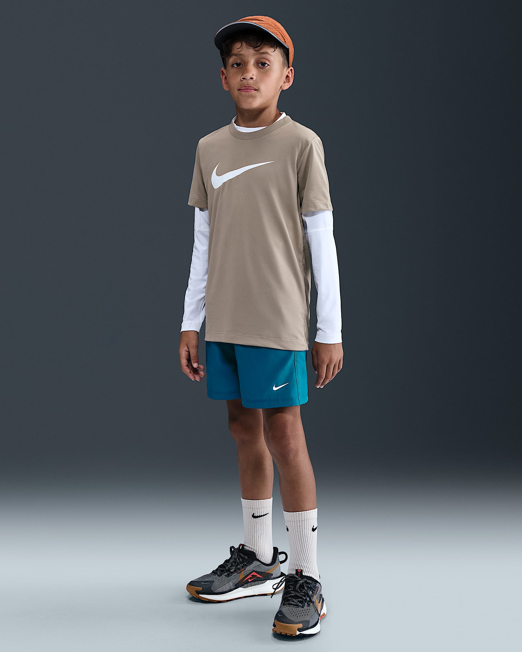 Nike Multi Big Kids' Dri-FIT Training Shorts - Green Abyss/White