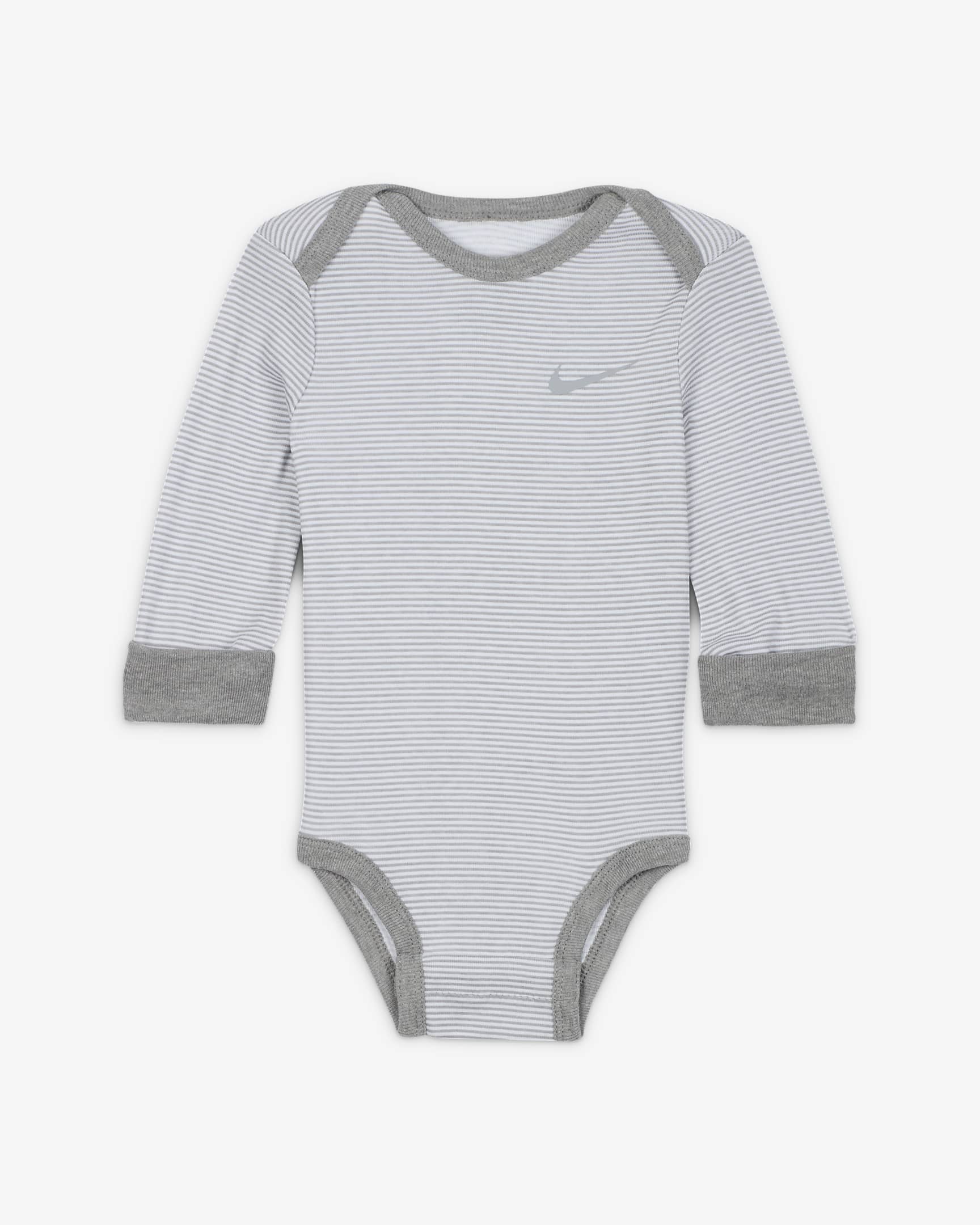 Långärmad body Nike Baby Essentials för baby (0–9 mån) (3-pack) - Dark Grey Heather