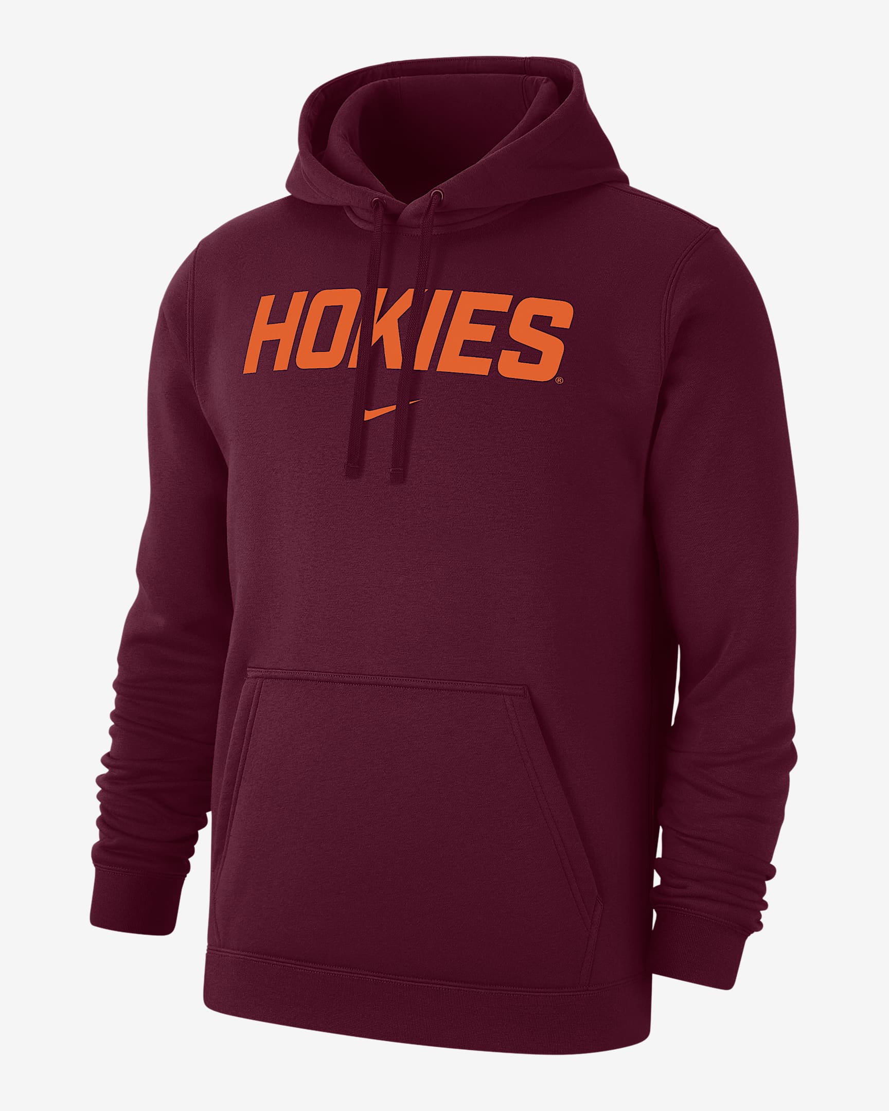 Sudadera con gorro sin cierre universitaria Nike para hombre Virginia Tech Club Fleece - Castaña intenso