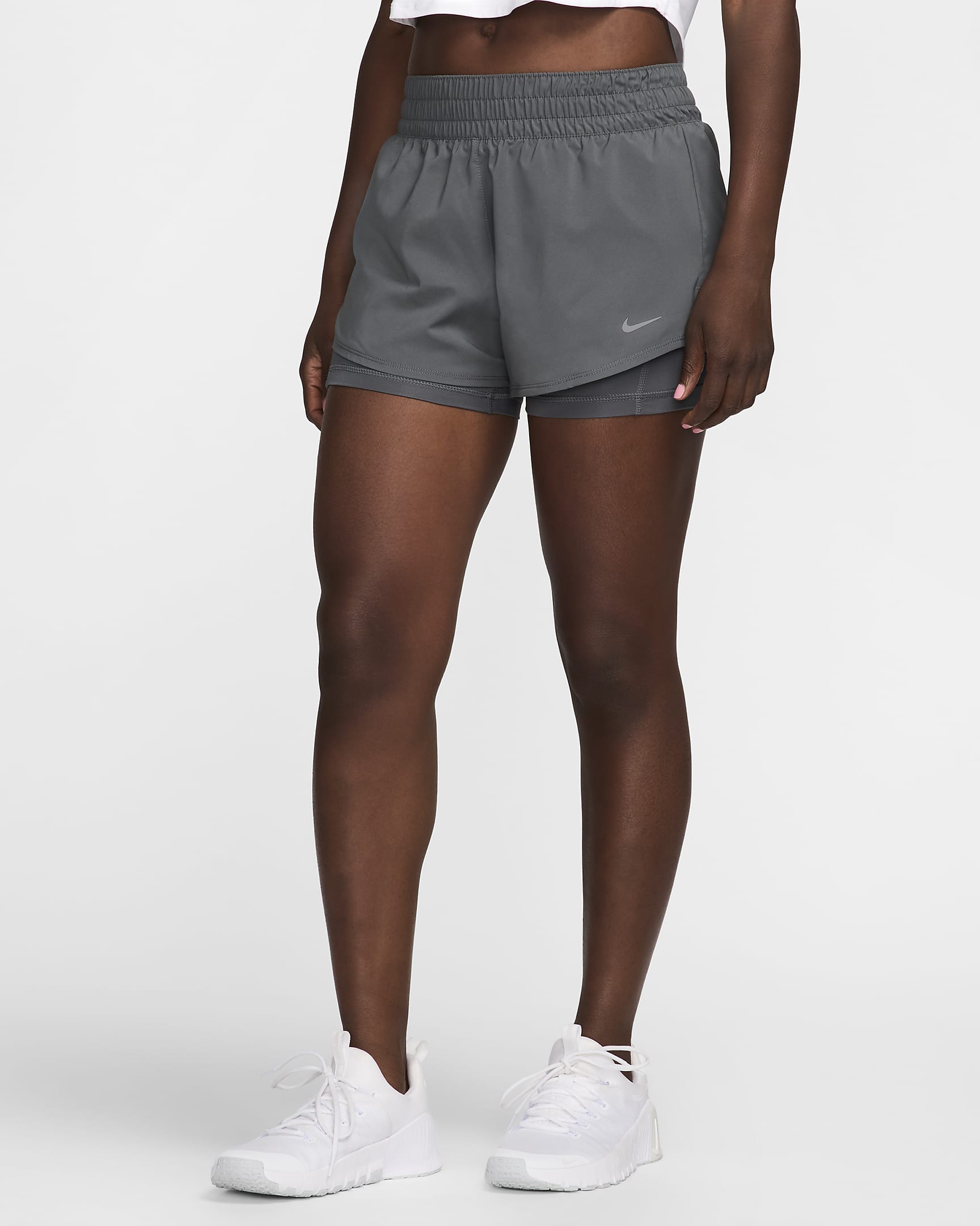 Nike One Women's Dri-FIT Mid-Rise 8cm (approx.) 2-in-1 Shorts - Iron Grey