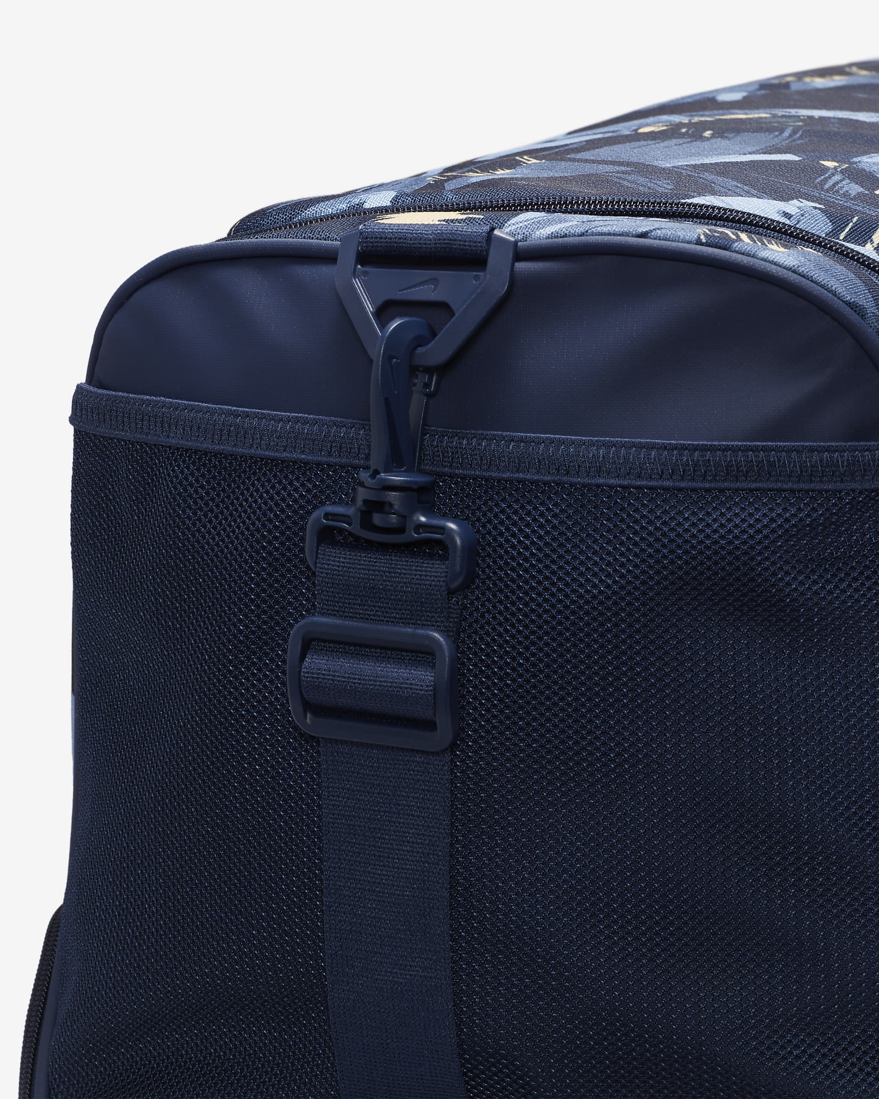 Nike Brasilia Printed Duffel Bag (Medium, 60L) - Midnight Navy/Midnight Navy/Pale Vanilla