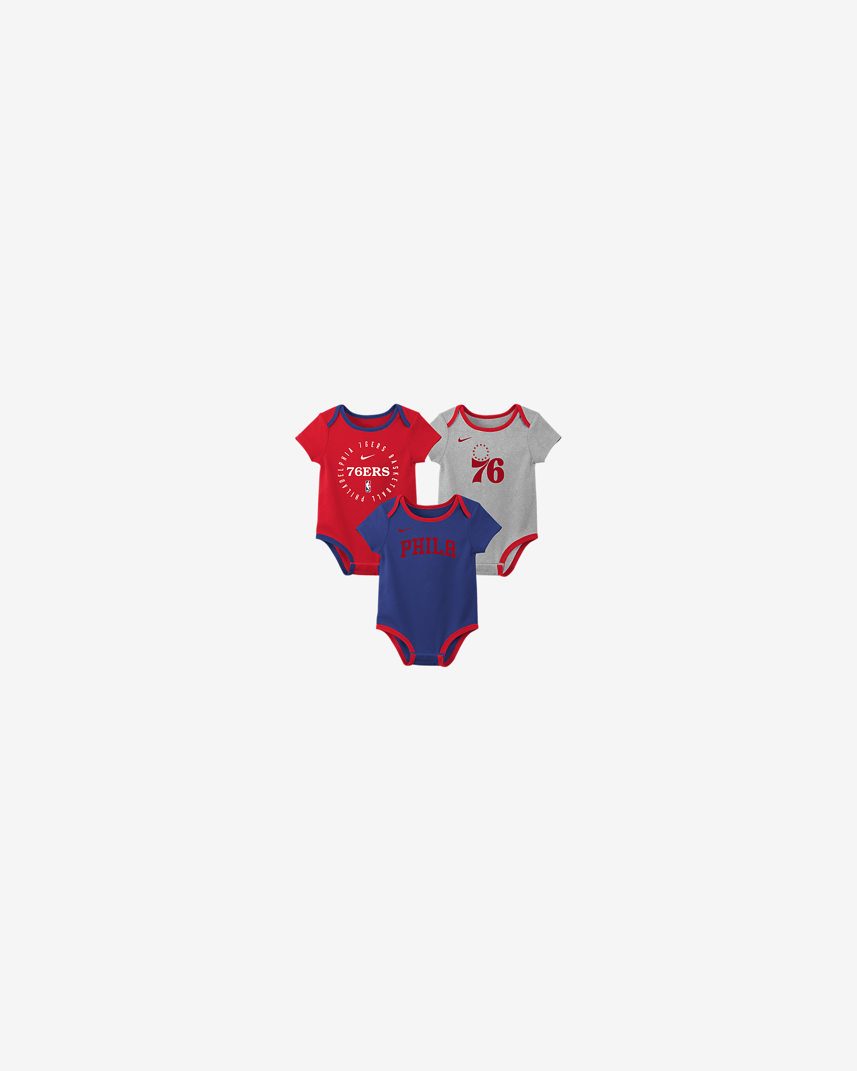 Philadelphia 76ers Baby Nike NBA 3-Pack Bodysuit Set - University Red