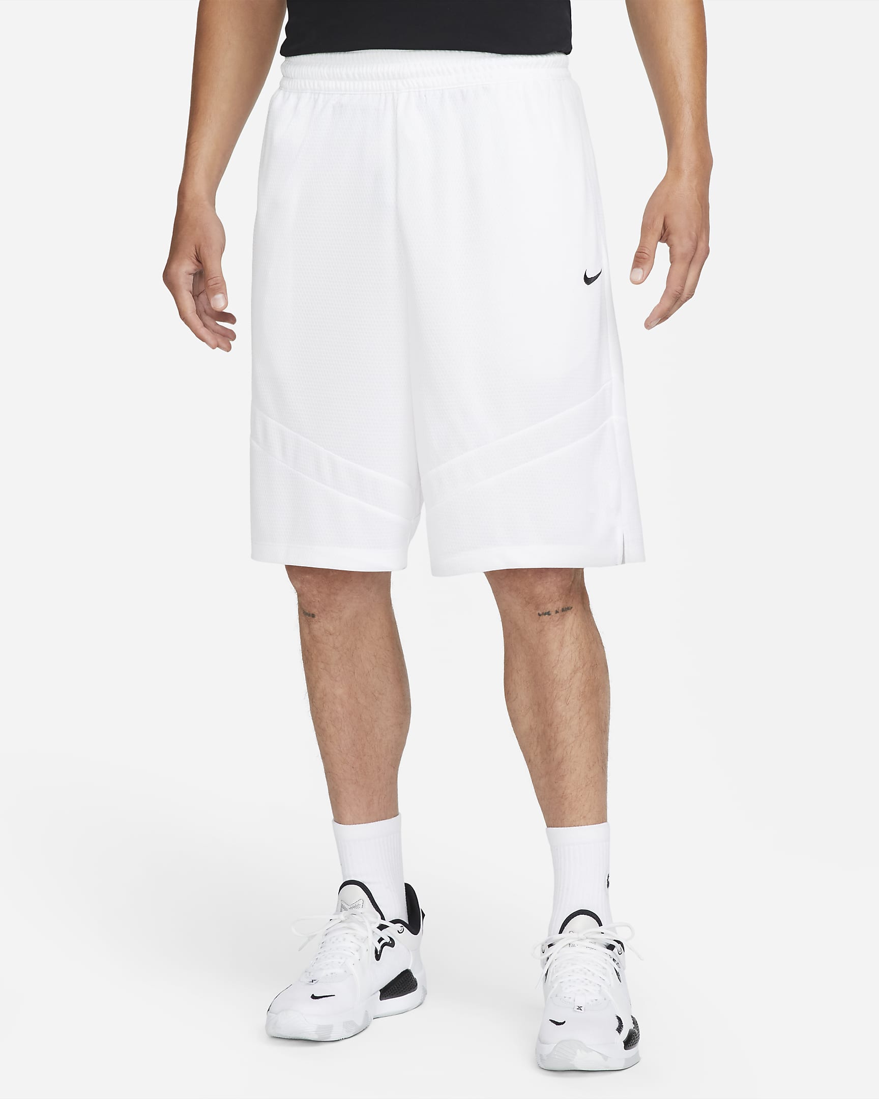 Short de basketball Dri-FIT 28 cm Nike Icon pour homme - Blanc/Blanc/Noir