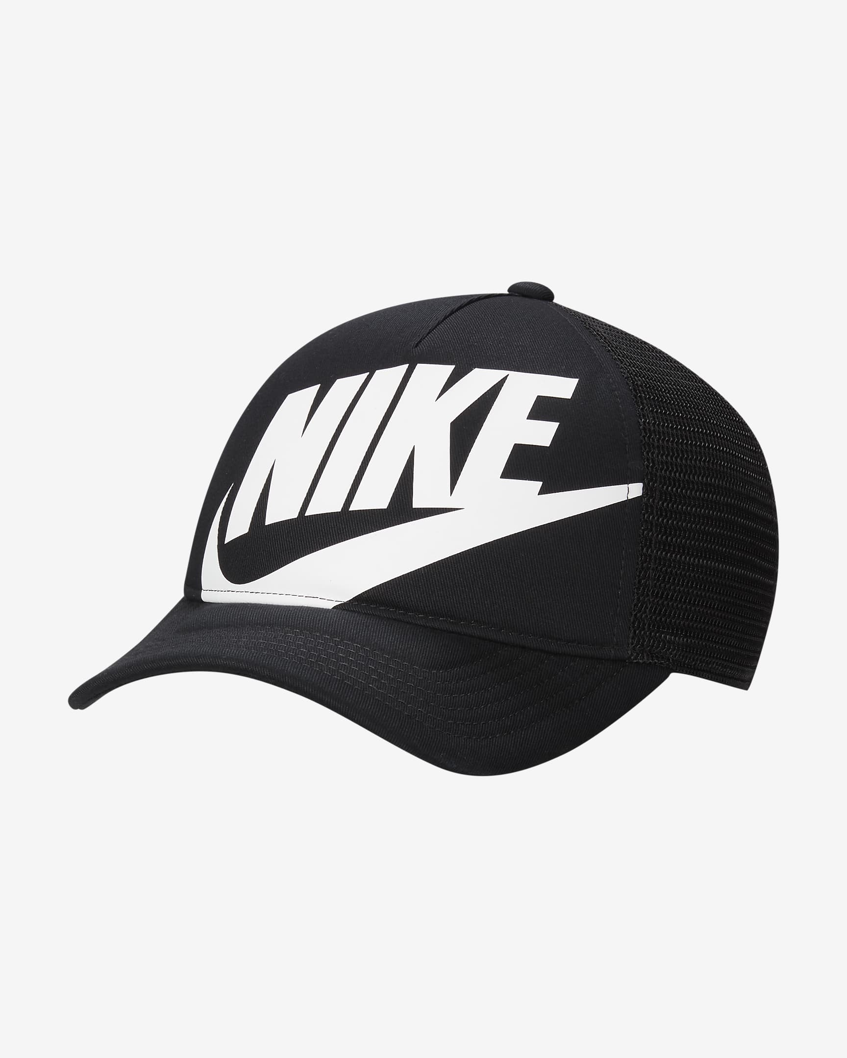 Gorra de rejilla con estructura para niños Nike Rise - Negro/Negro/Blanco