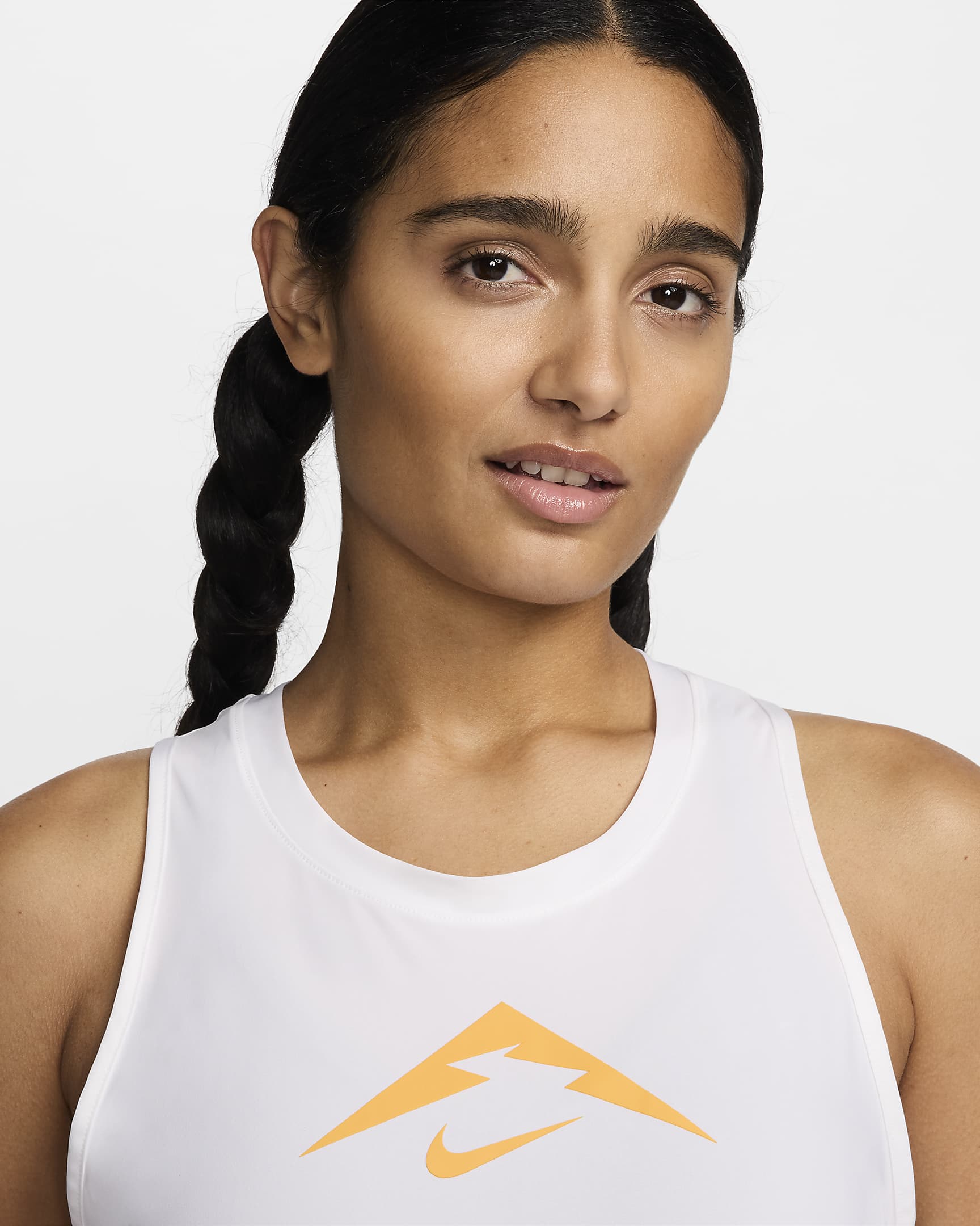 Débardeur de running à motif Nike Trail Dri-FIT pour femme - Blanc/Sundial