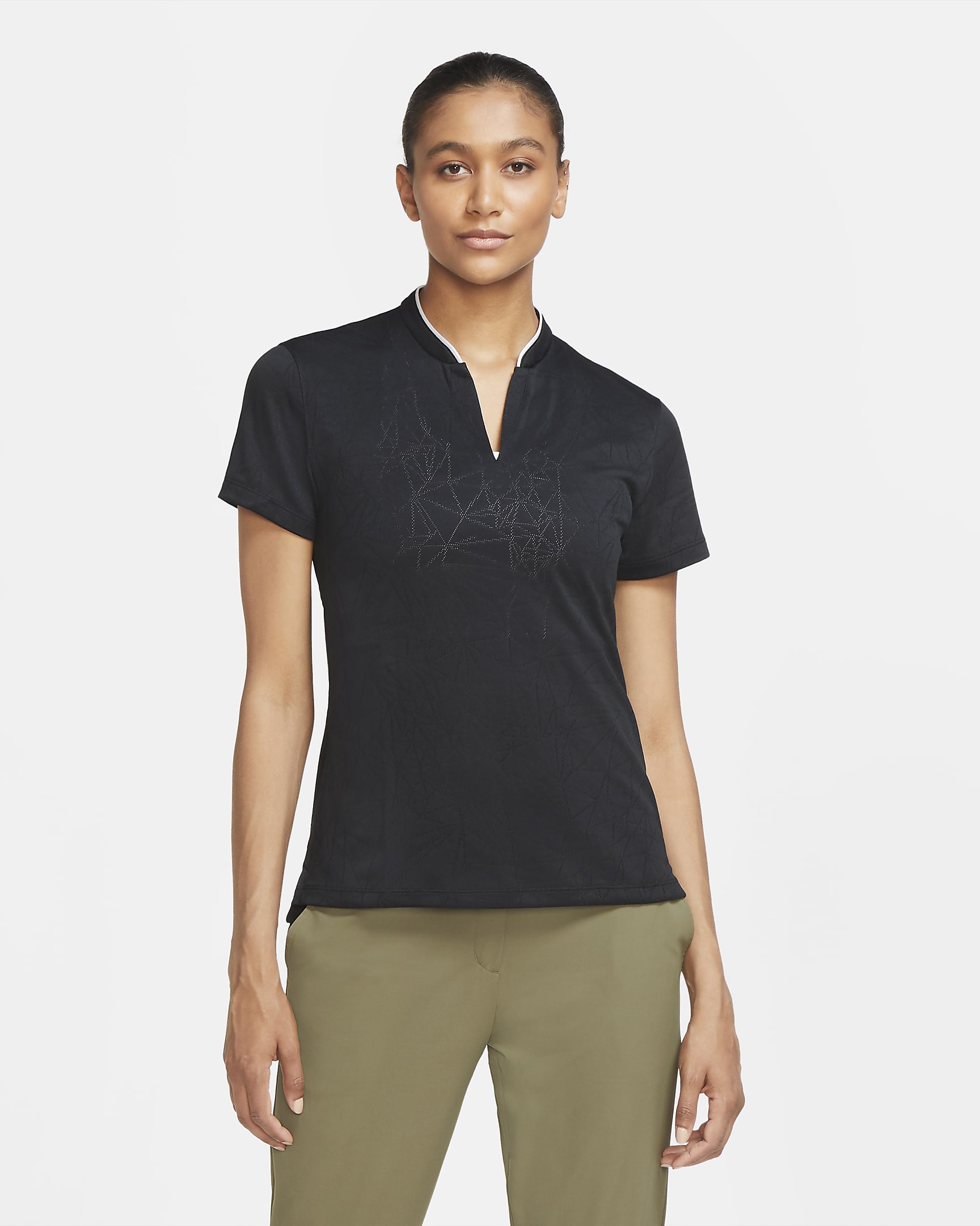 Nike Breathe Women's Golf Polo - Black/White/Black