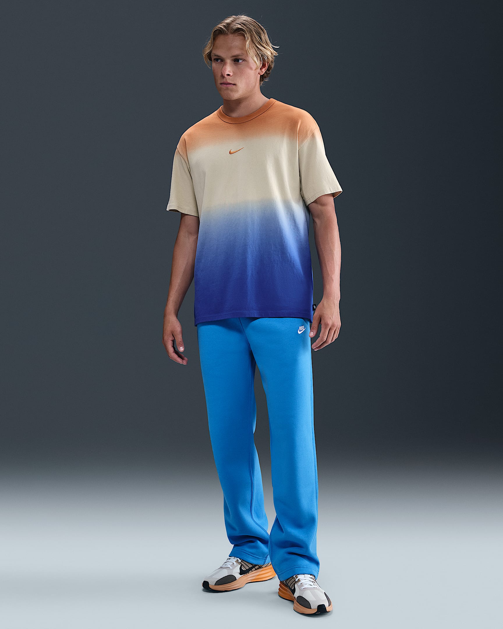 Nike Club Men's Open-Hem Fleece Pants - Light Photo Blue/Light Photo Blue/White