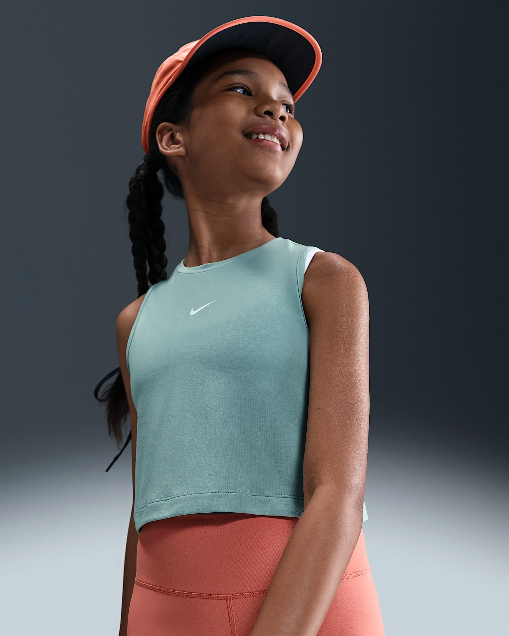 Camiseta de tirantes de entrenamiento Dri-FIT para niña Nike Pro - Cañón/Blanco