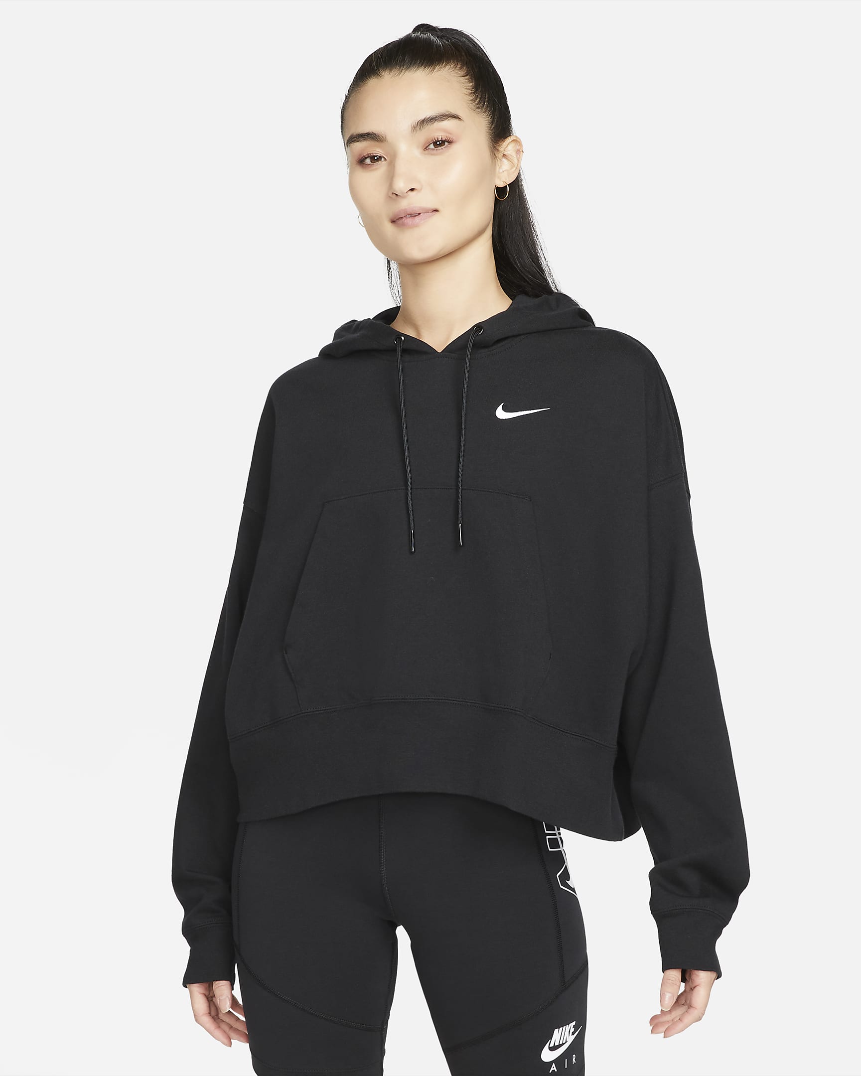 Nike Sportswear Women's Oversized Jersey Pullover Hoodie - Black/White