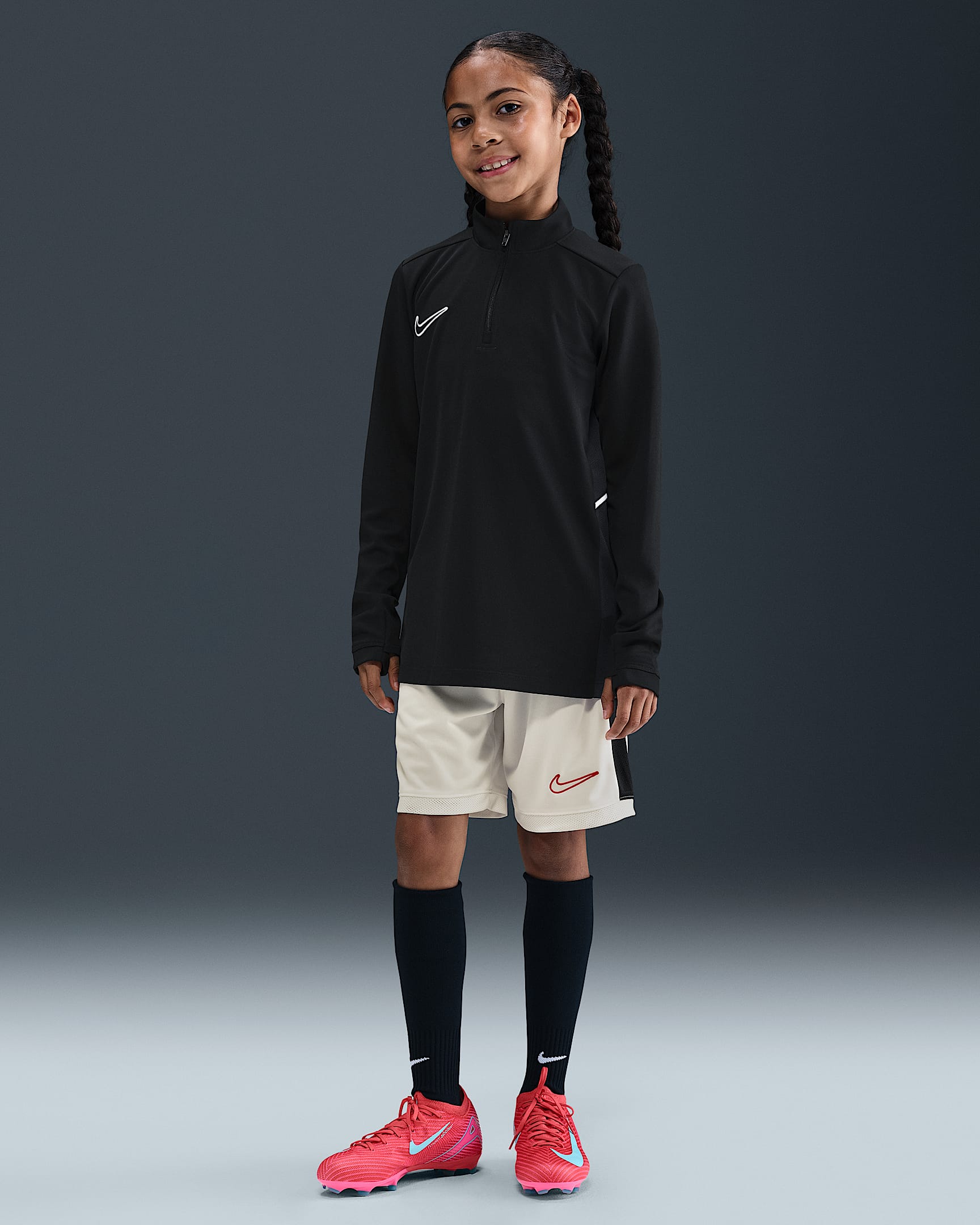 Nike Academy Older Kids' Dri-FIT 18cm (approx.) Football Shorts - Sail/Black/University Red