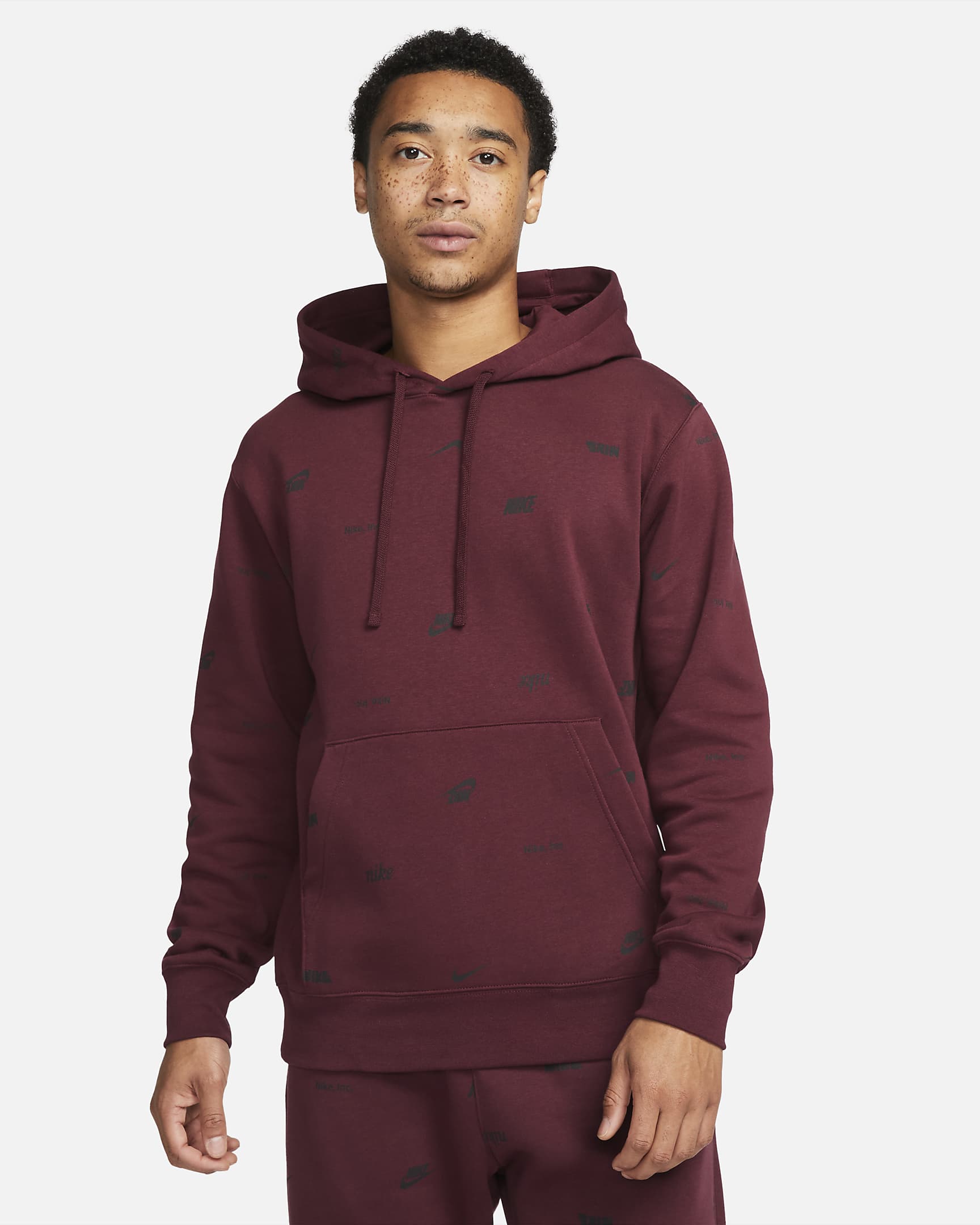 Nike Club Fleece Men's Allover Print Pullover Hoodie.
