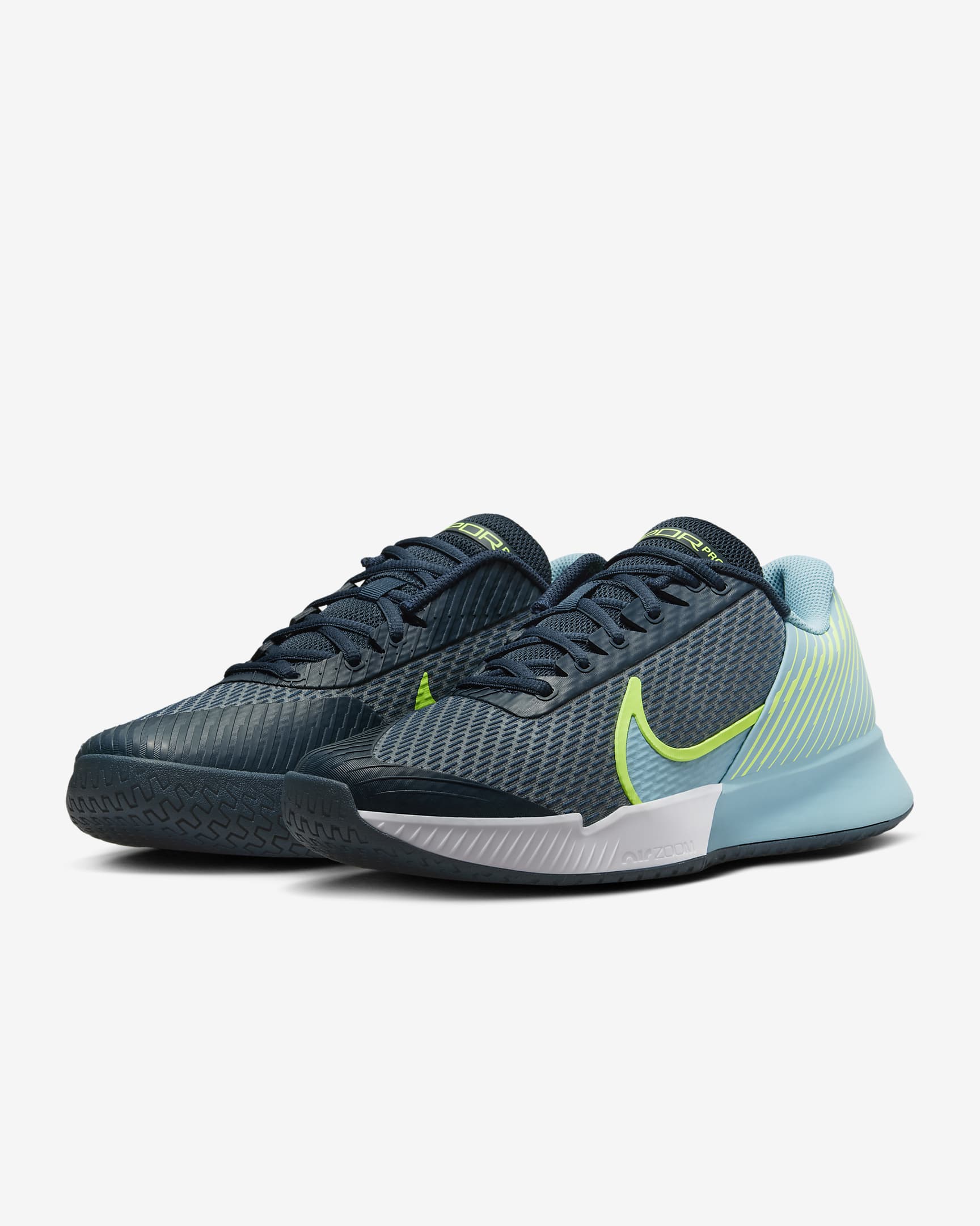 Tenis de tenis de cancha dura para hombre NikeCourt Air Zoom Vapor Pro 2 - Azul marino militar/Volt/Denim turquesa