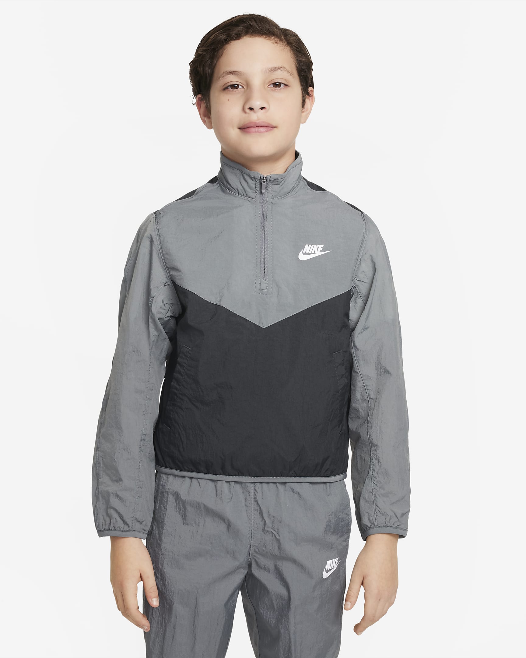 Nike Sportswear-tracksuit til større børn - Smoke Grey/Anthracite/hvid