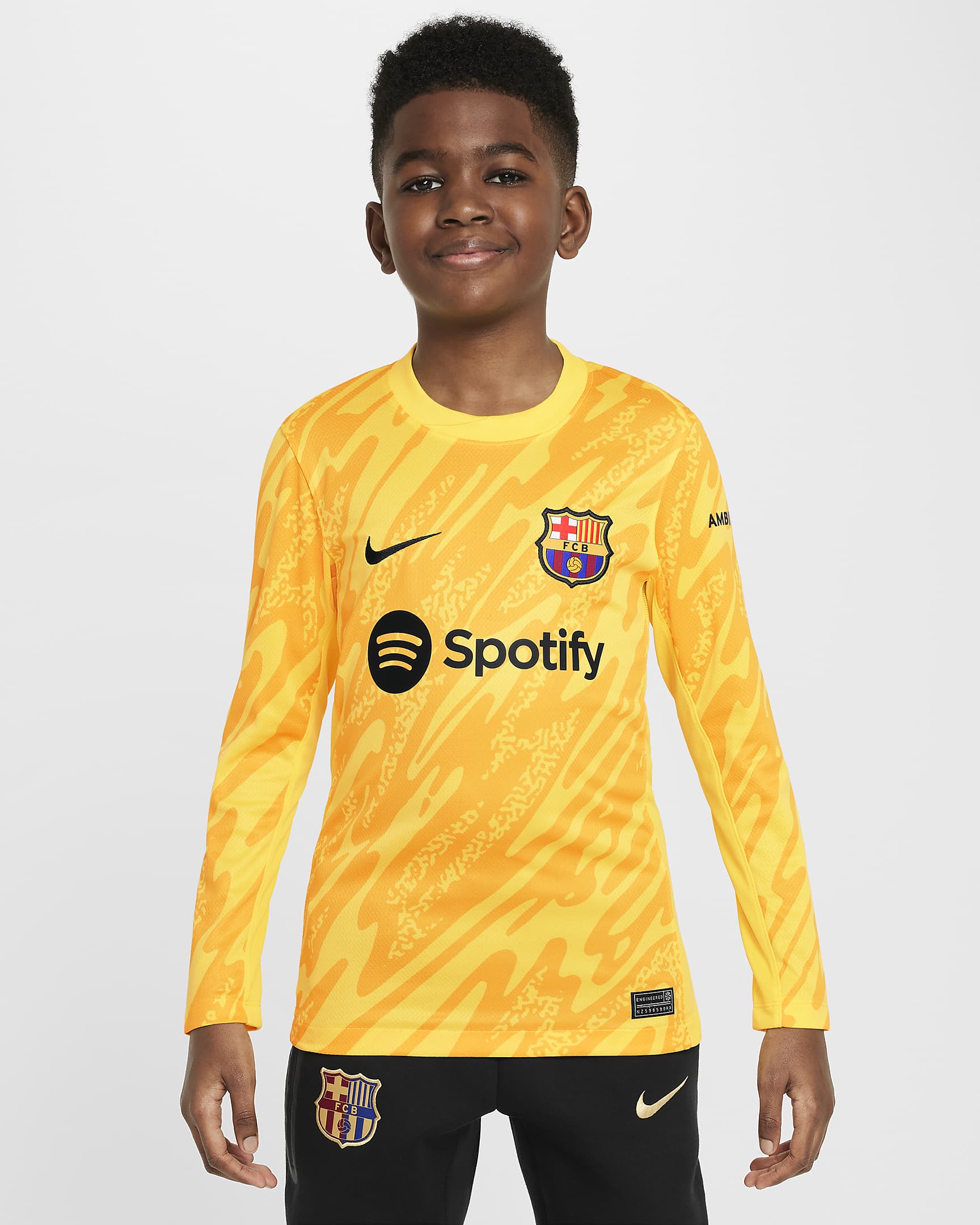 FC Barcelona 2024 Stadium Goalkeeper Big Kids' Nike Dri-FIT Soccer Replica Jersey - Tour Yellow/Tour Yellow/University Gold/Black