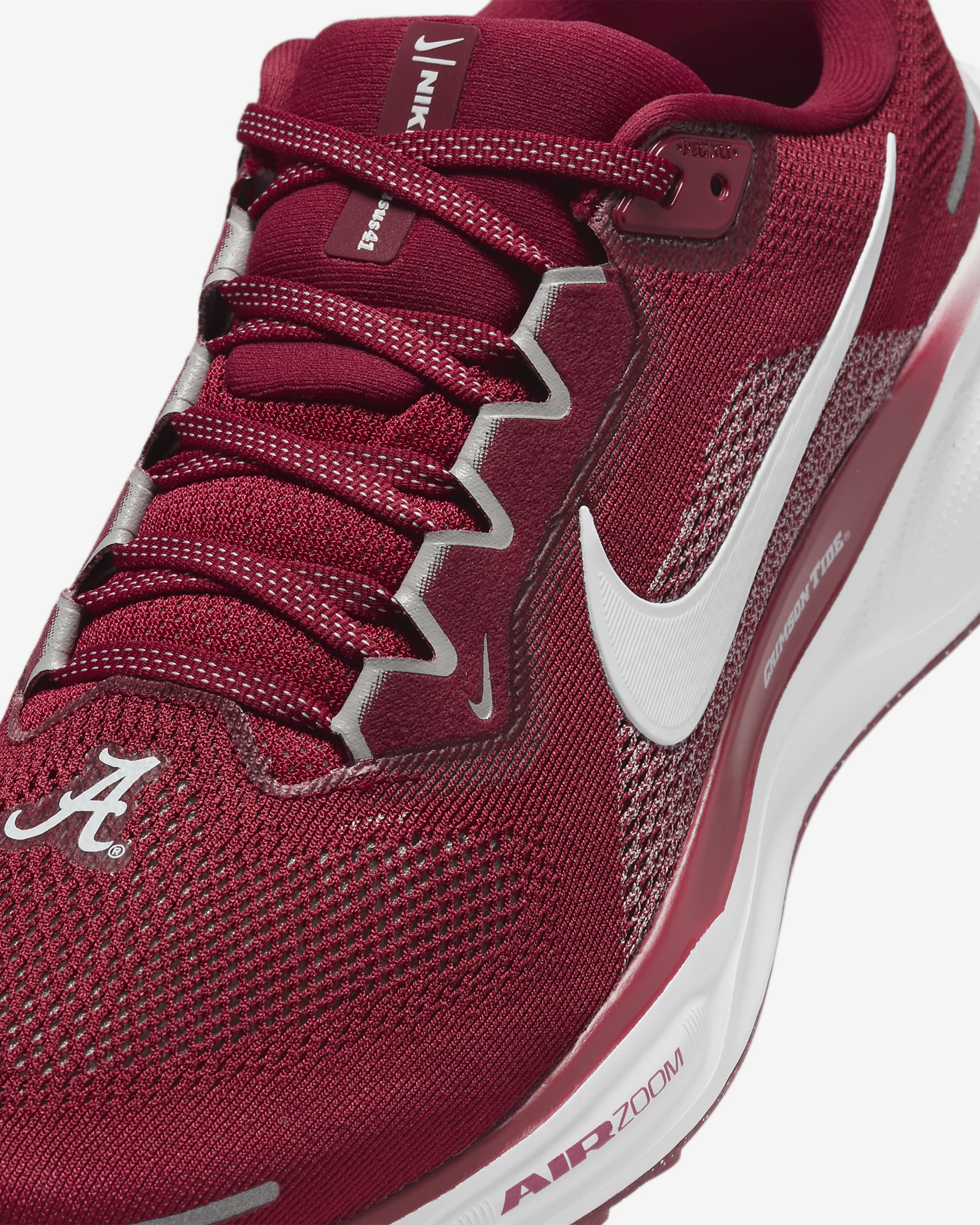 Alabama Pegasus 41 Men's Nike College Road Running Shoes - Team Crimson/White/Night Silver/White