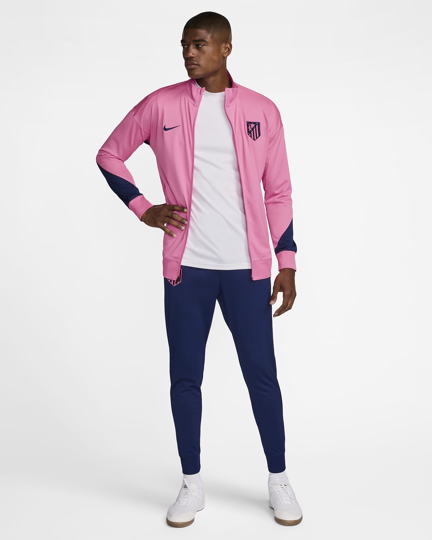 3e survêtement de foot en maille Nike Dri-FIT Atlético Madrid Strike pour homme - Pink Glow/Blue Void/Blue Void