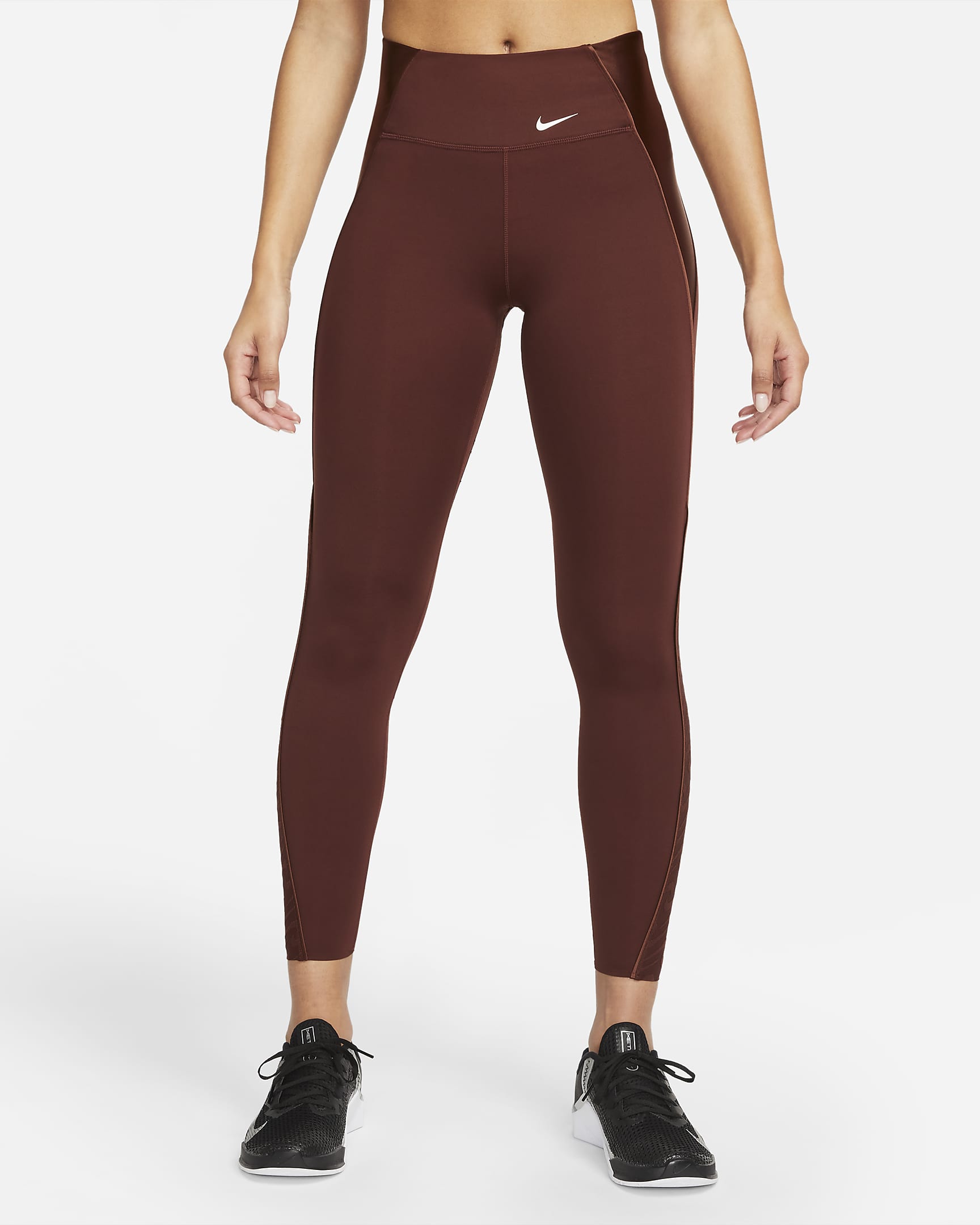 Leggings estampados de tiro medio de 7/8 para mujer Nike One Luxe Icon Clash - Bronce eclipse/Vela